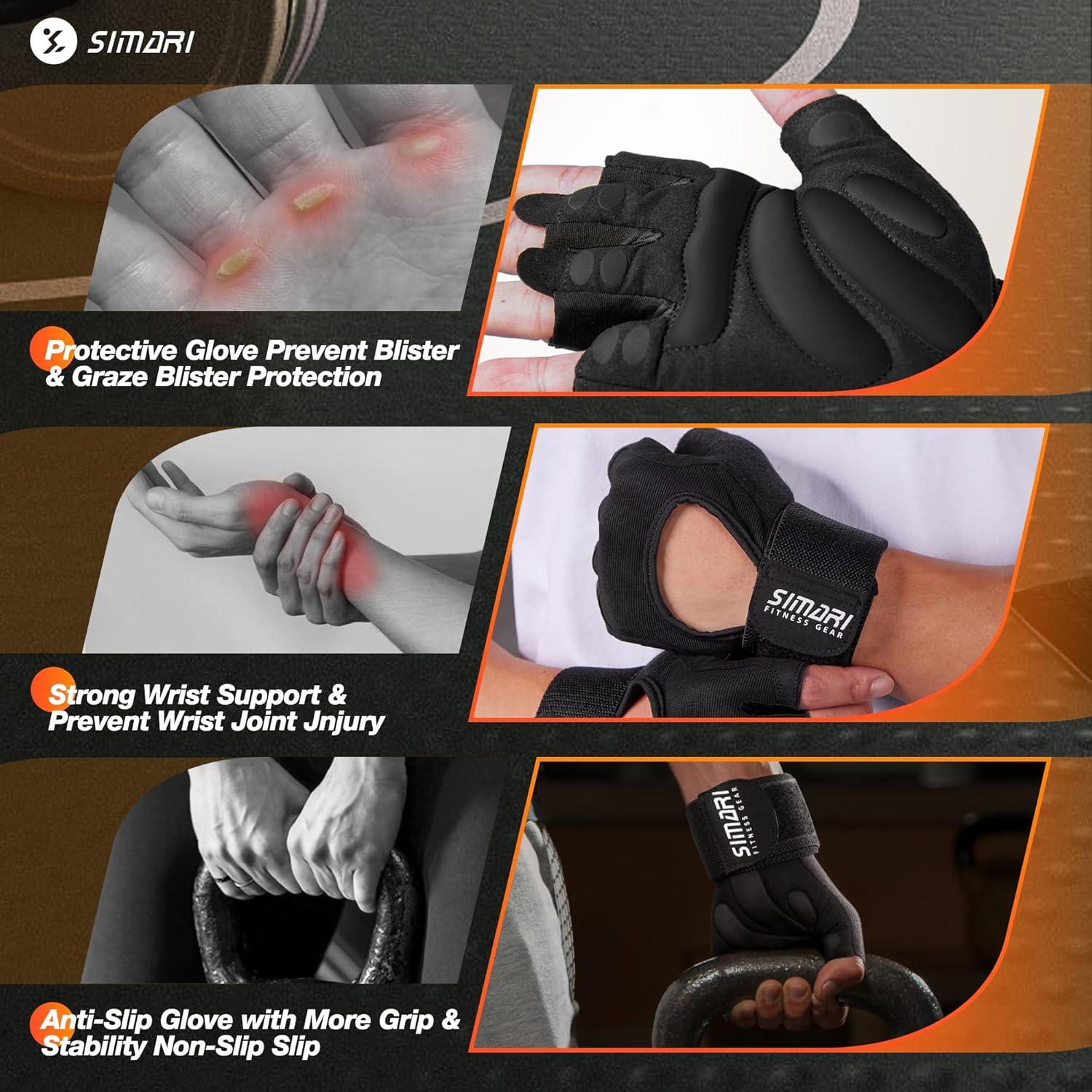 imageSIMARI Breathable Workout Gloves for Men and Women Padded Weight Lifting Gloves with Great Grip Full Palm Protection for Gym Training Cycling Weightlifting Exercise Crossfit Climbing2aAnthracite
