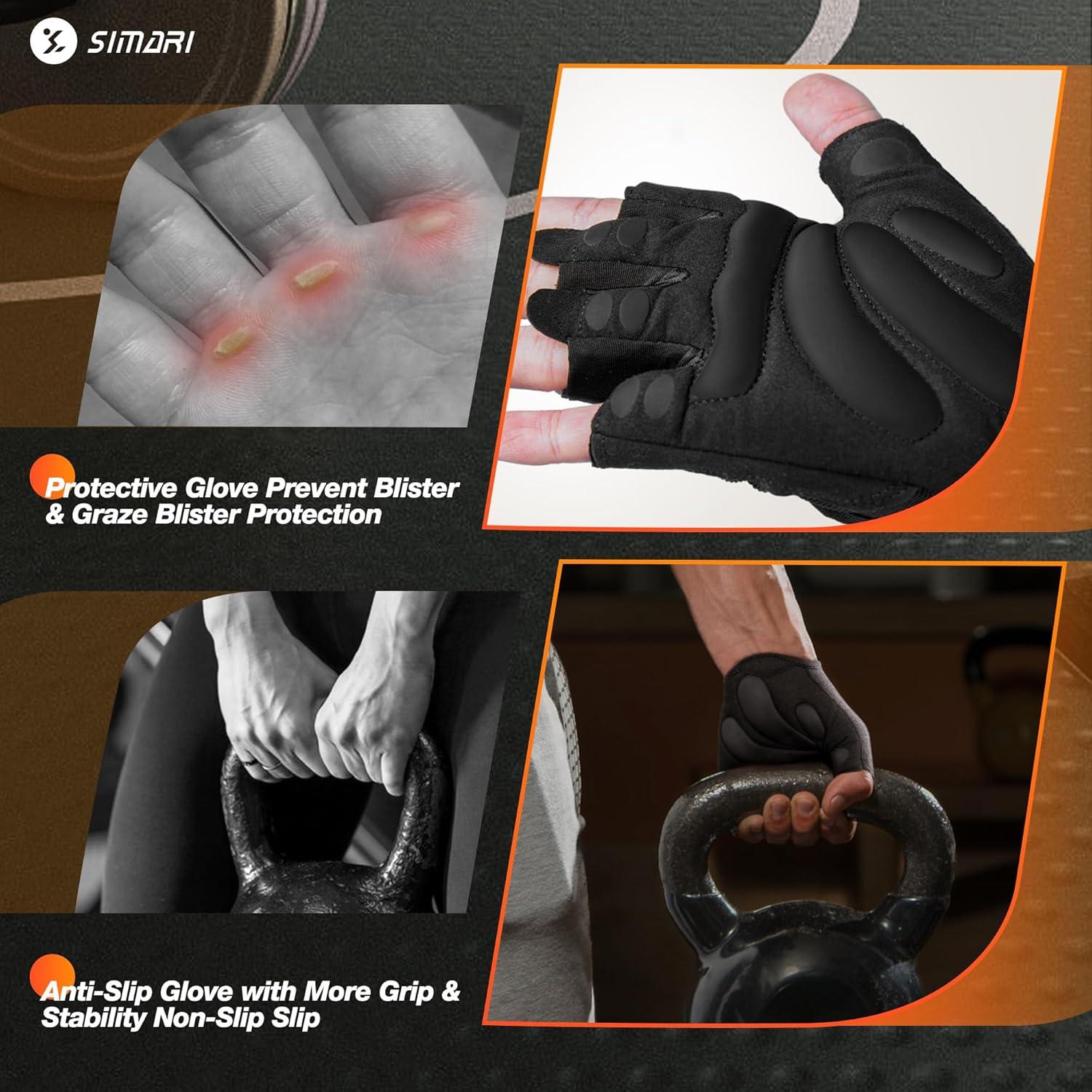imageSIMARI Breathable Workout Gloves for Men and Women Padded Weight Lifting Gloves with Great Grip Full Palm Protection for Gym Training Cycling Weightlifting Exercise Crossfit Climbing1aIron Black