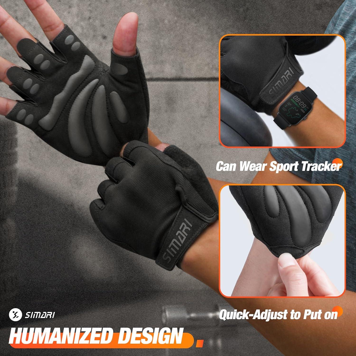imageSIMARI Breathable Workout Gloves for Men and Women Padded Weight Lifting Gloves with Great Grip Full Palm Protection for Gym Training Cycling Weightlifting Exercise Crossfit Climbing1aIron Black