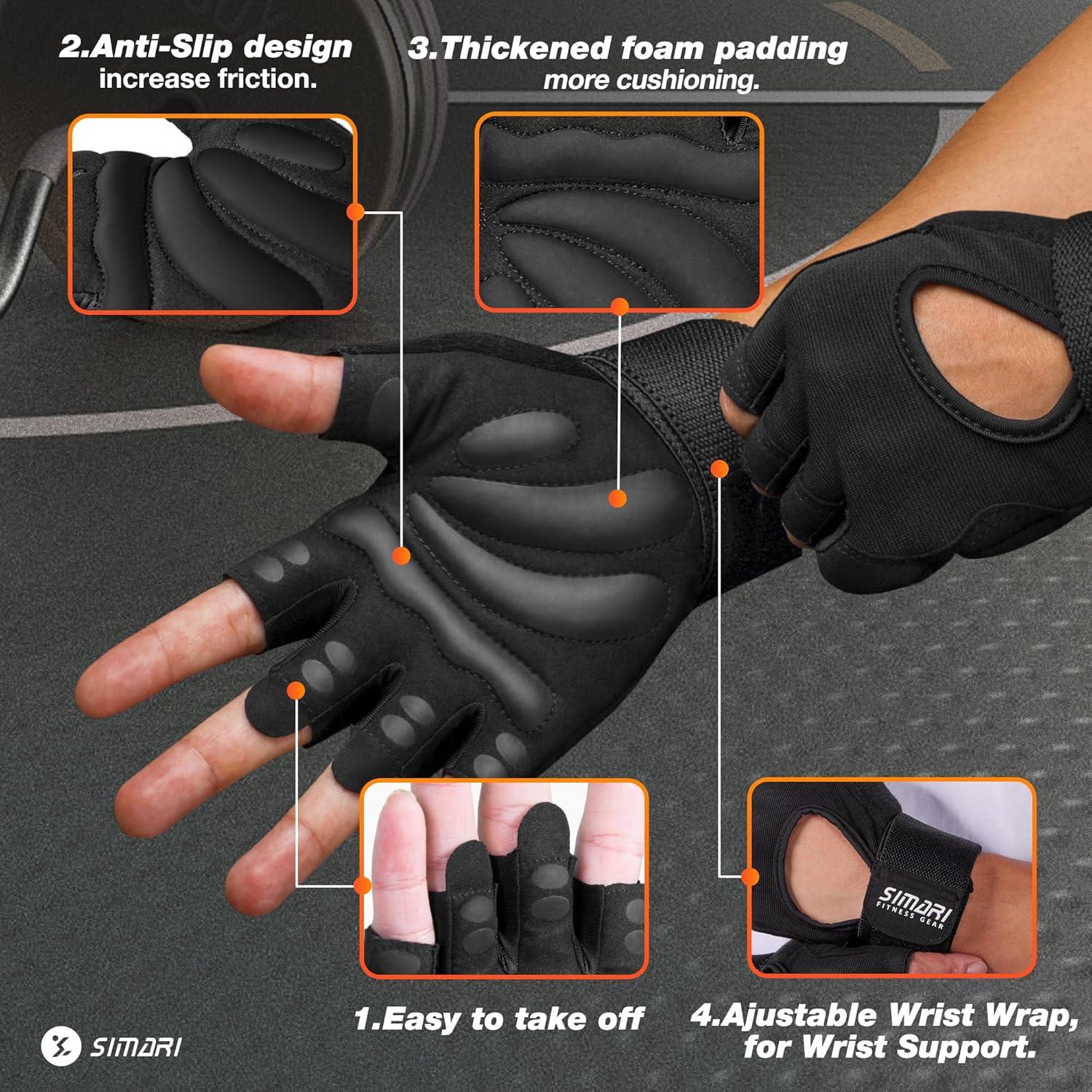 imageSIMARI Breathable Workout Gloves for Men and Women Padded Weight Lifting Gloves with Great Grip Full Palm Protection for Gym Training Cycling Weightlifting Exercise Crossfit Climbing2aAnthracite