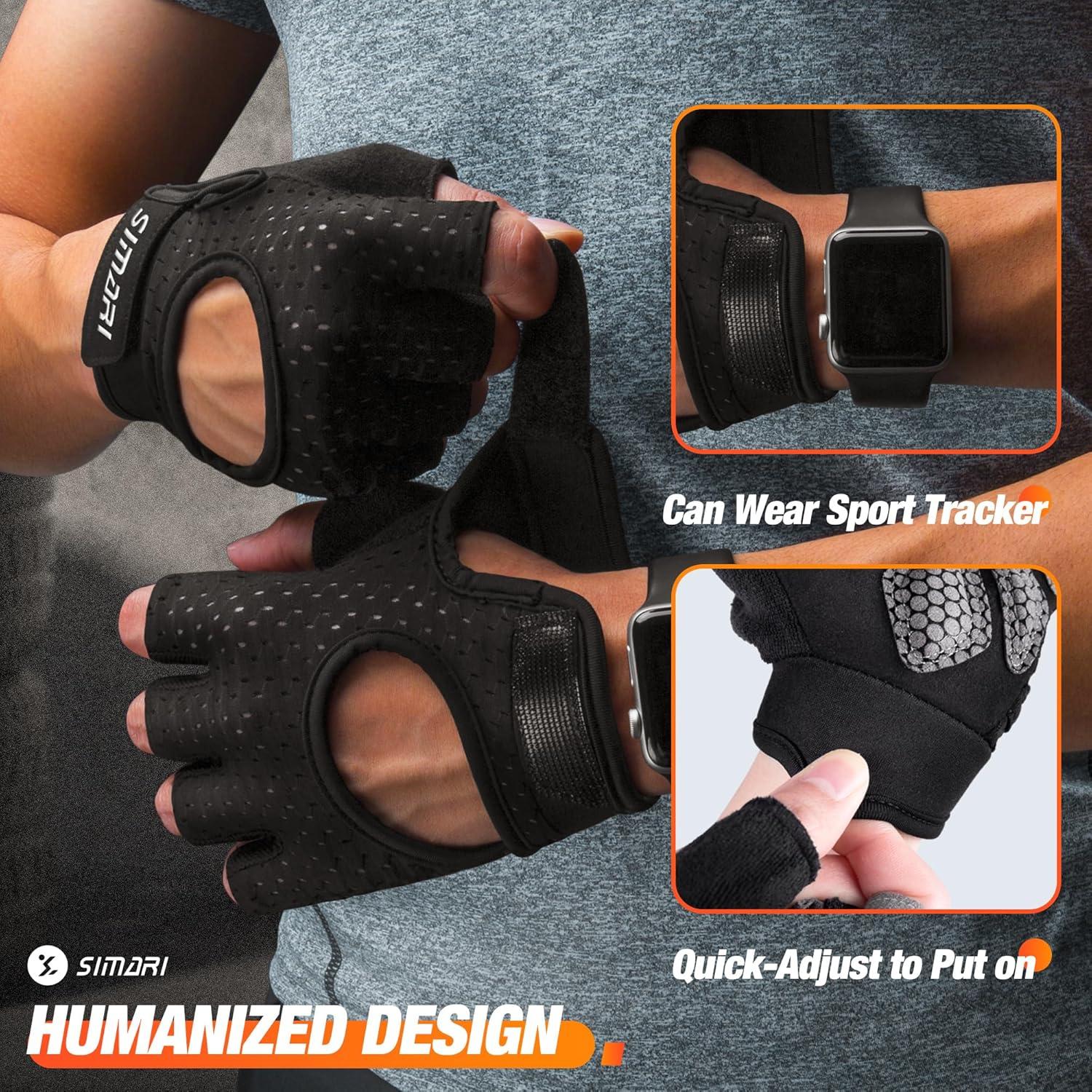 imageSIMARI Breathable Workout Gloves for Men and Women Padded Weight Lifting Gloves with Great Grip Full Palm Protection for Gym Training Cycling Weightlifting Exercise Crossfit ClimbingLicorice