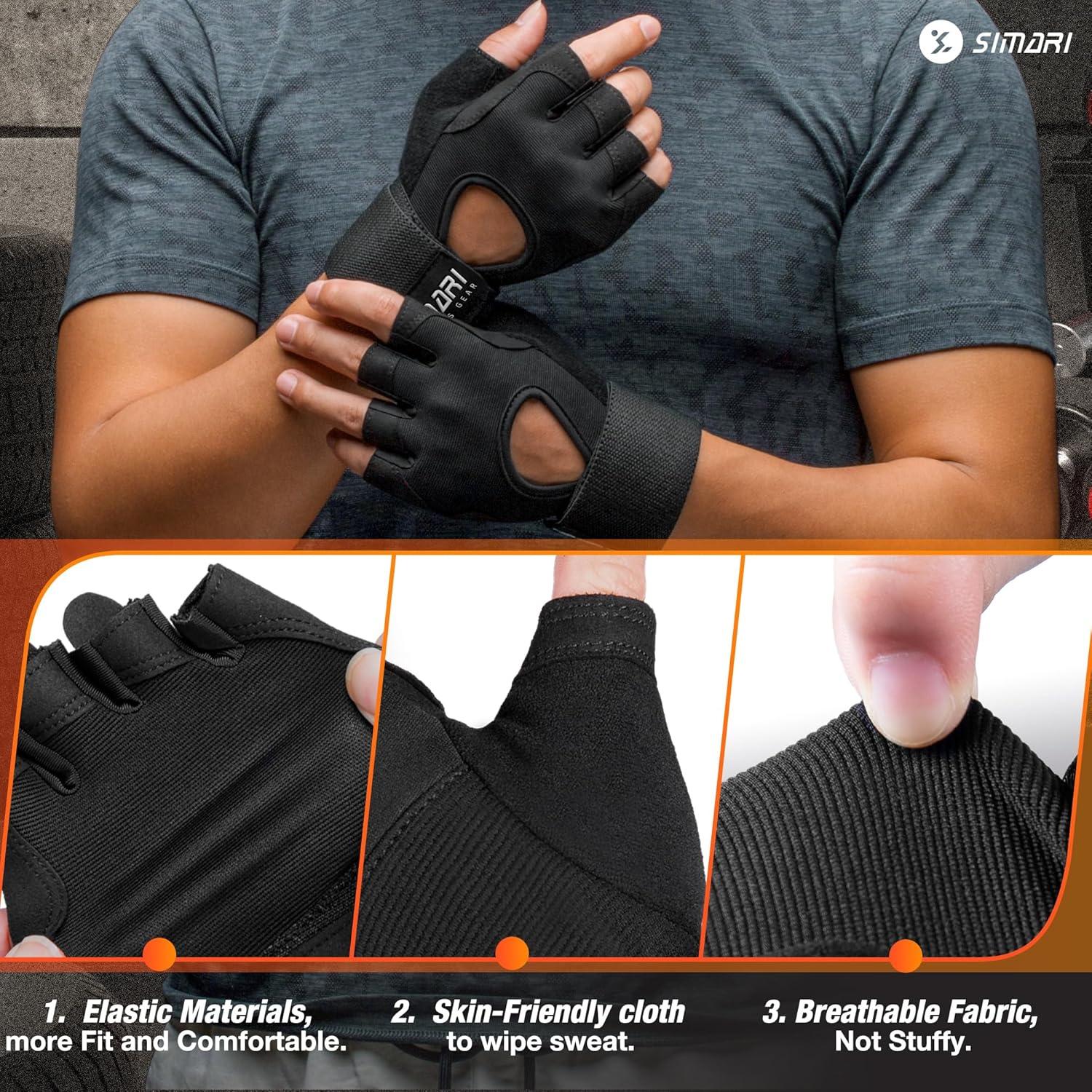 imageSIMARI Breathable Workout Gloves for Men and Women Padded Weight Lifting Gloves with Great Grip Full Palm Protection for Gym Training Cycling Weightlifting Exercise Crossfit Climbing2aAnthracite