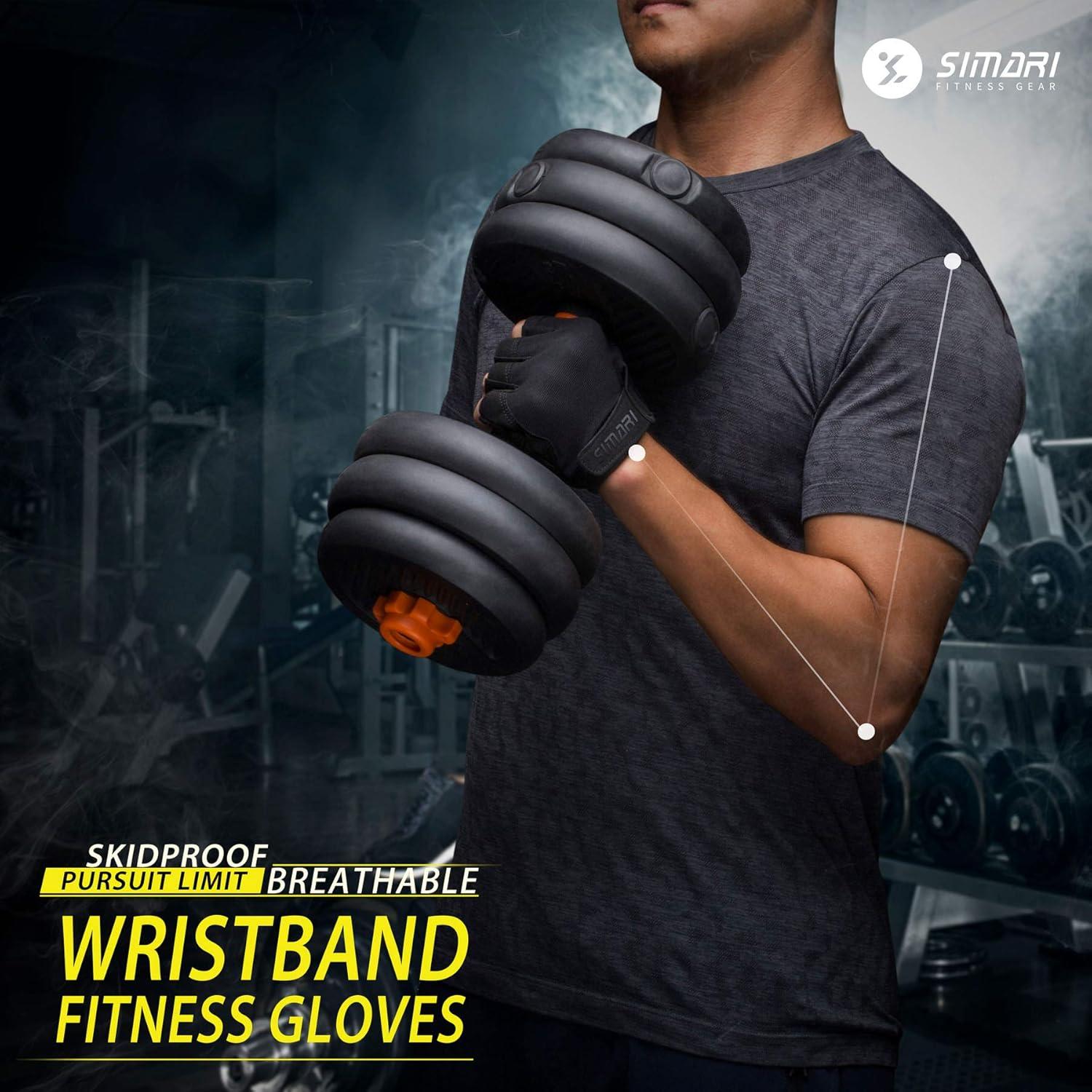 imageSIMARI Breathable Workout Gloves for Men and Women Padded Weight Lifting Gloves with Great Grip Full Palm Protection for Gym Training Cycling Weightlifting Exercise Crossfit Climbing1aIron Black
