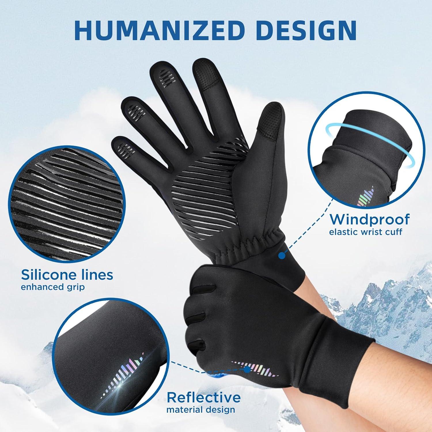 imageSIMARI Kids Winter Gloves Touchscreen Warm Thermal WaterResistant for Boy Girl Running Cycling Snow Skiing in Cold WeatherBlack Iris