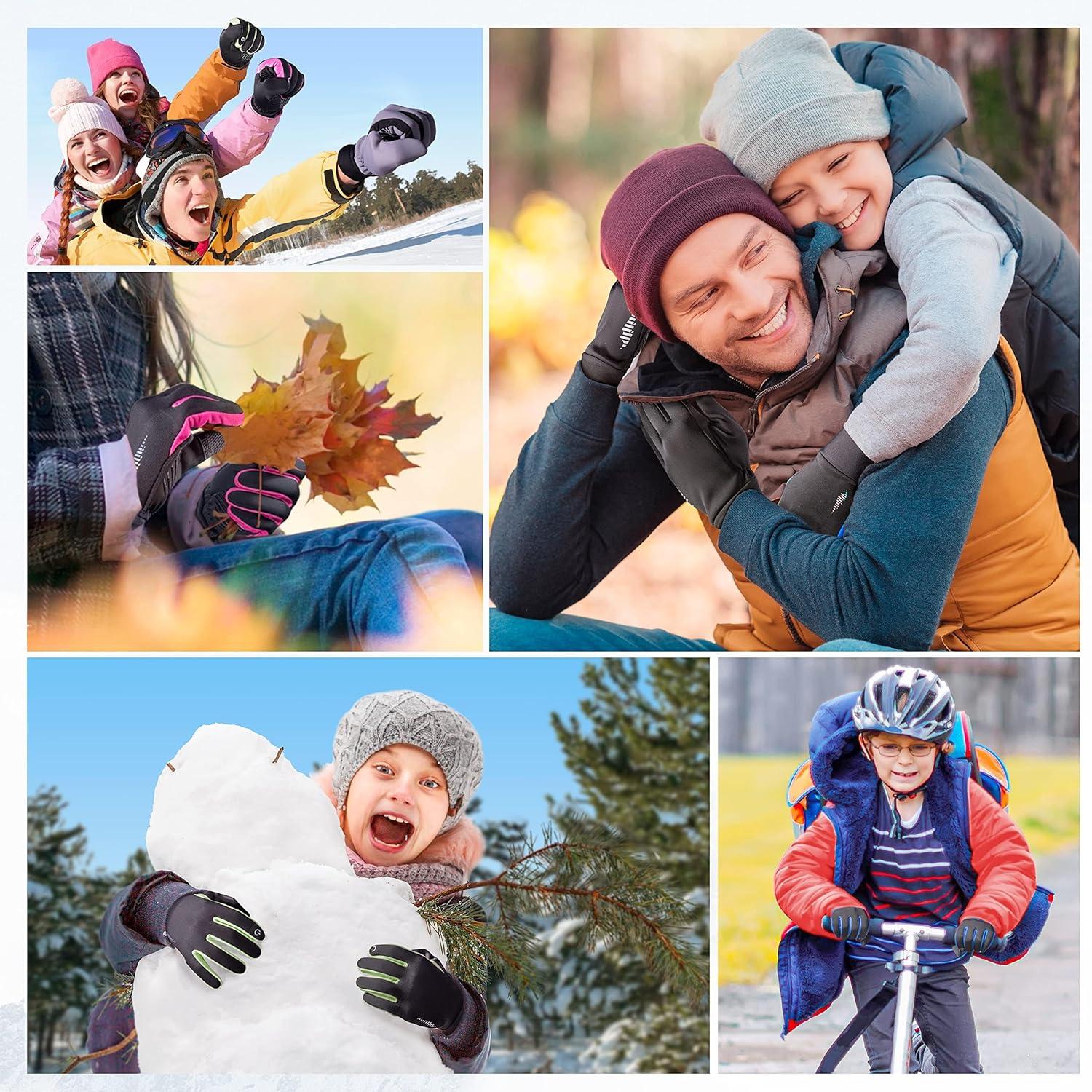 imageSIMARI Kids Winter Gloves Touchscreen Warm Thermal WaterResistant for Boy Girl Running Cycling Snow Skiing in Cold WeatherBlack Iris