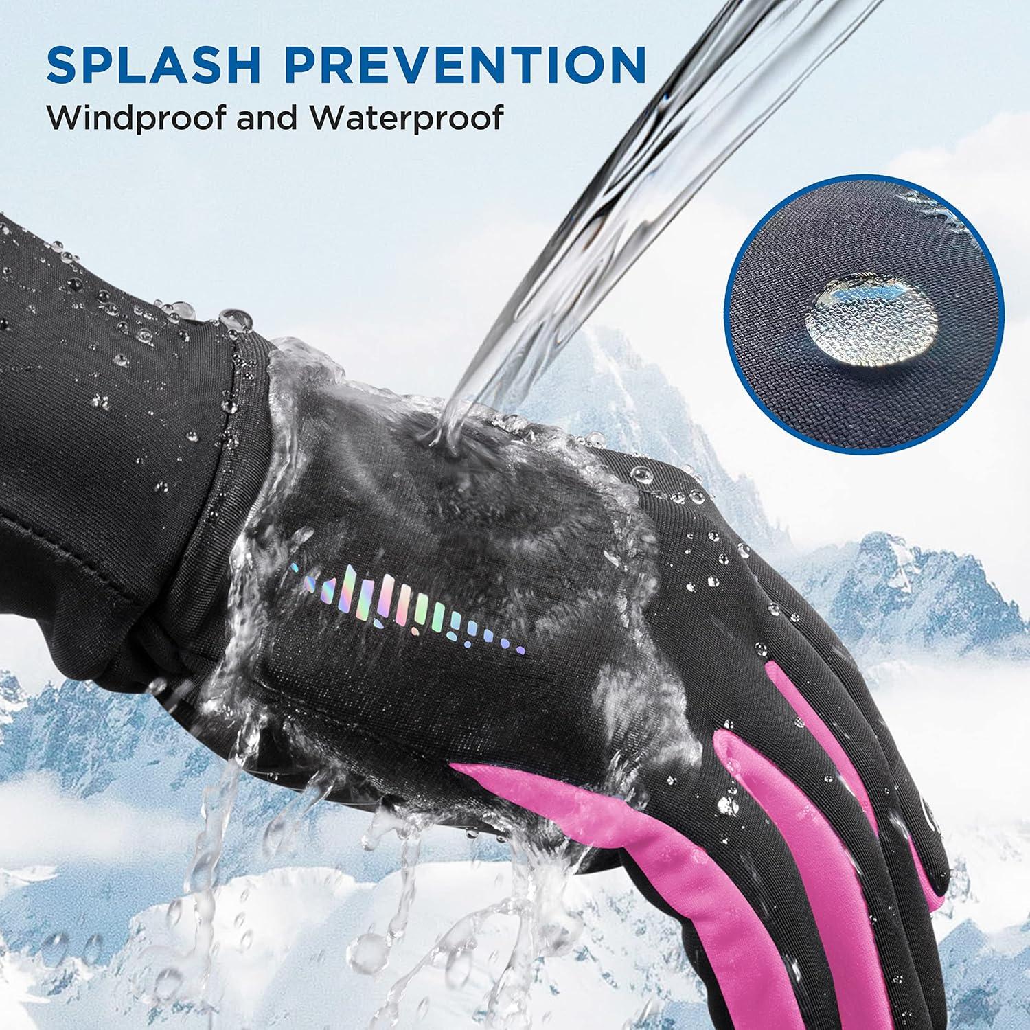imageSIMARI Kids Winter Gloves Touchscreen Warm Thermal WaterResistant for Boy Girl Running Cycling Snow Skiing in Cold WeatherCarmine Rose