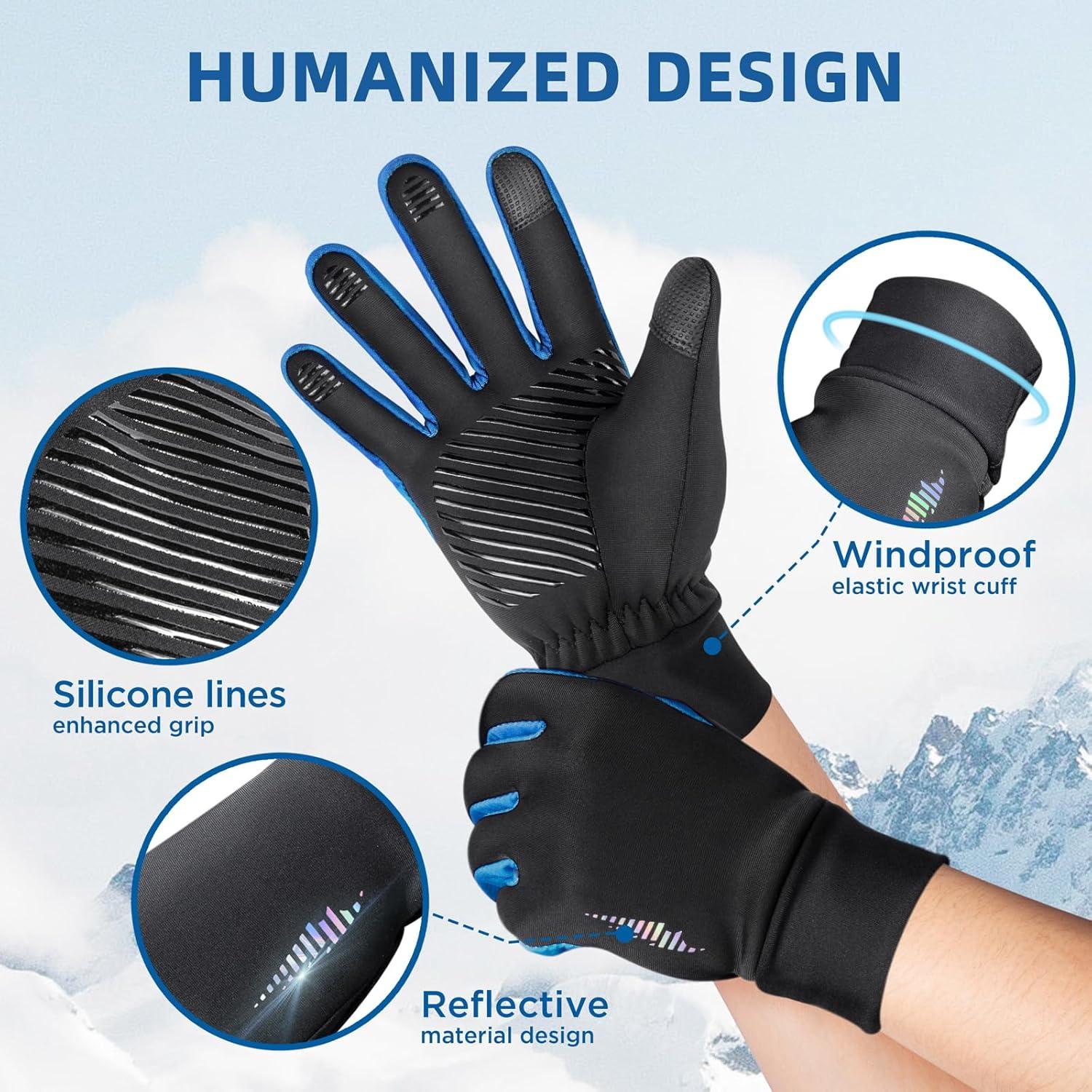 imageSIMARI Kids Winter Gloves Touchscreen Warm Thermal WaterResistant for Boy Girl Running Cycling Snow Skiing in Cold WeatherCornflower Blue