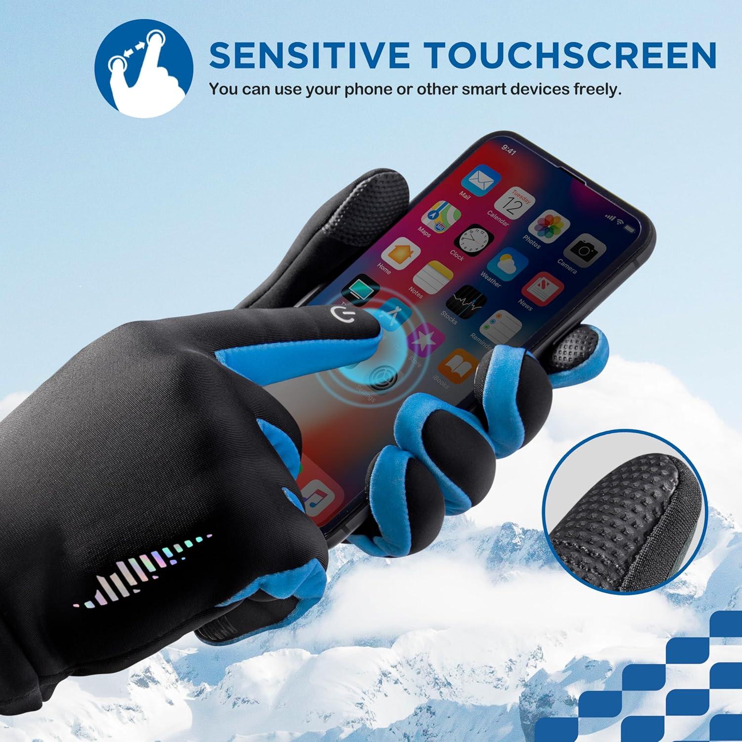 imageSIMARI Kids Winter Gloves Touchscreen Warm Thermal WaterResistant for Boy Girl Running Cycling Snow Skiing in Cold WeatherCornflower Blue