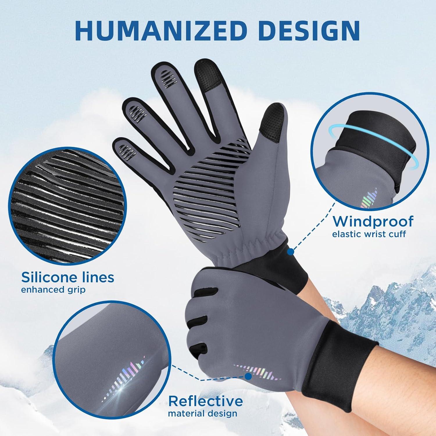 imageSIMARI Kids Winter Gloves Touchscreen Warm Thermal WaterResistant for Boy Girl Running Cycling Snow Skiing in Cold WeatherGlacier Gray