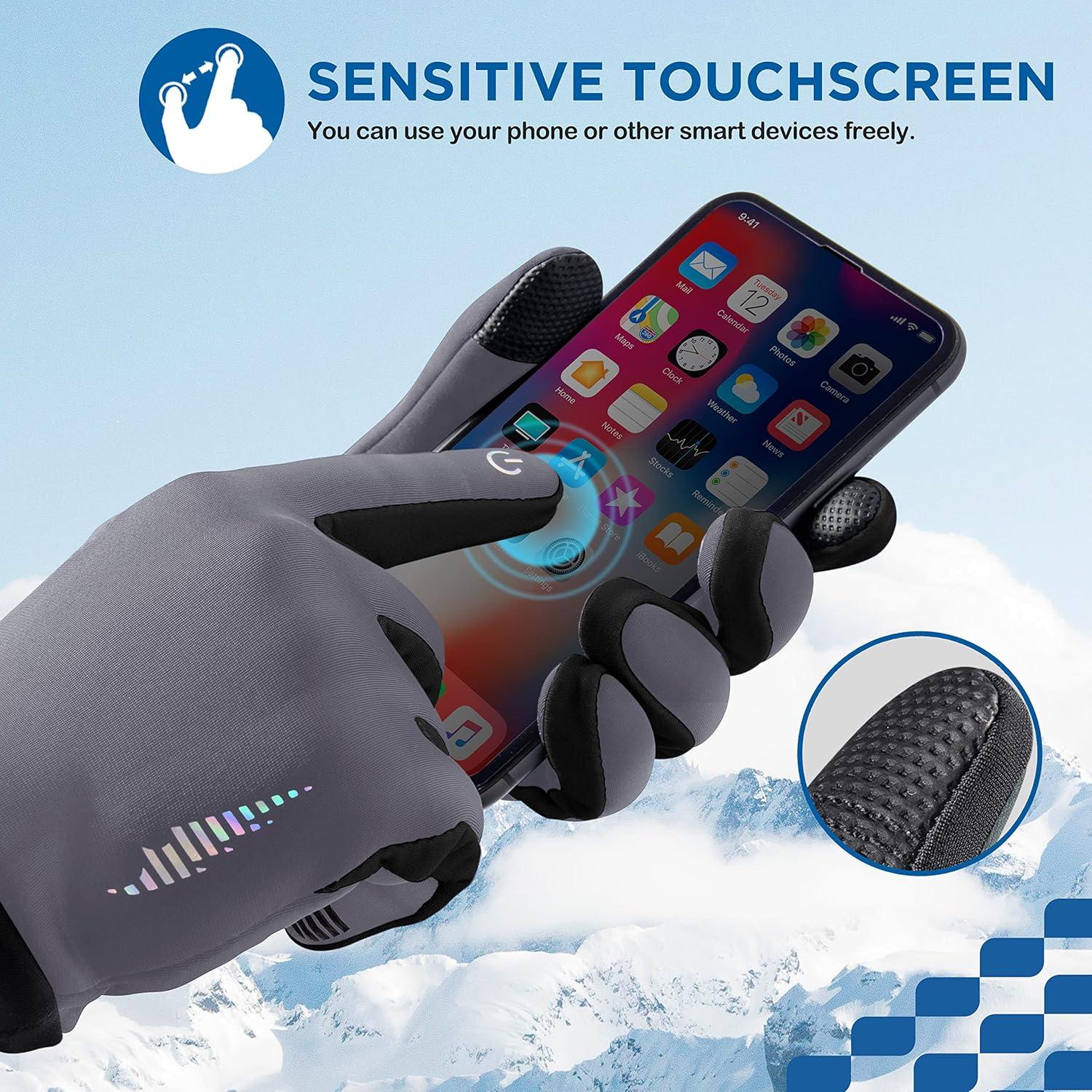imageSIMARI Kids Winter Gloves Touchscreen Warm Thermal WaterResistant for Boy Girl Running Cycling Snow Skiing in Cold WeatherGlacier Gray