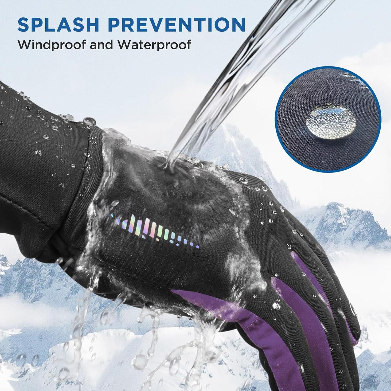 imageSIMARI Kids Winter Gloves Touchscreen Warm Thermal WaterResistant for Boy Girl Running Cycling Snow Skiing in Cold WeatherPurple