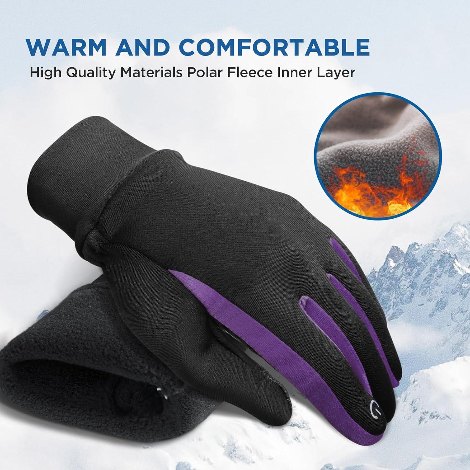 imageSIMARI Kids Winter Gloves Touchscreen Warm Thermal WaterResistant for Boy Girl Running Cycling Snow Skiing in Cold WeatherPurple