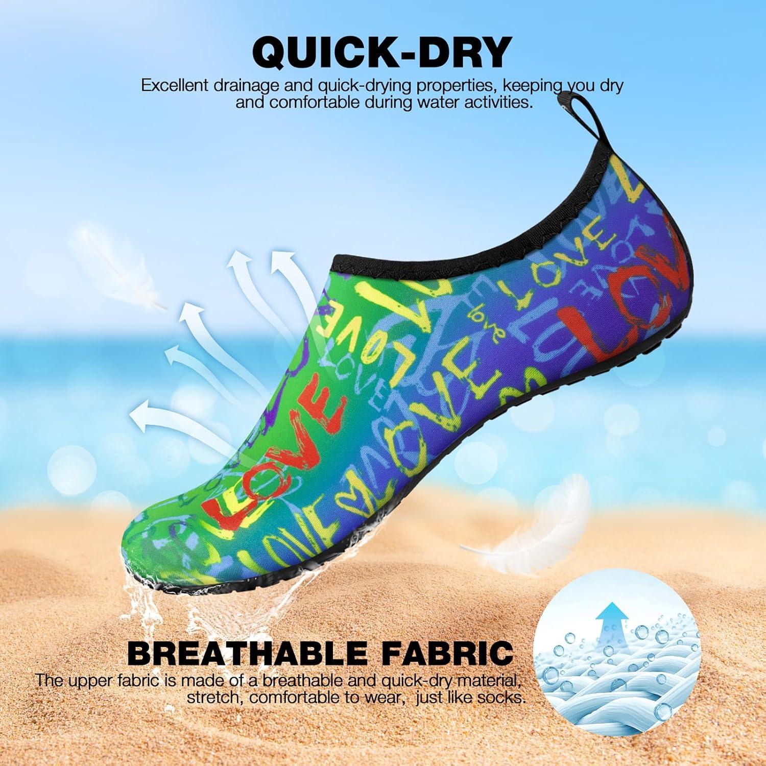 imageSIMARI Water Shoes Women Men Aqua Socks Beach Barefoot Quick Drying Aqua Aerobics Swim Pool Non Slip Outdoor Travel Essentials Surf River Lake Snorkeling Kayak Yoga Adult Youth2llove Rainbow