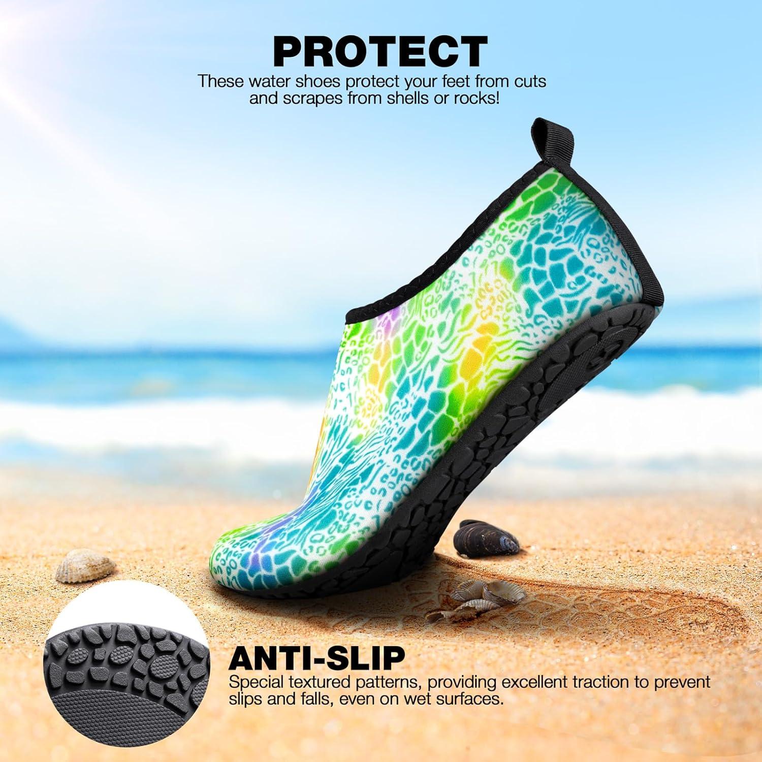 imageSIMARI Water Shoes Women Men Aqua Socks Beach Barefoot Quick Drying Aqua Aerobics Swim Pool Non Slip Outdoor Travel Essentials Surf River Lake Snorkeling Kayak Yoga Adult Youth3eanimal Lines