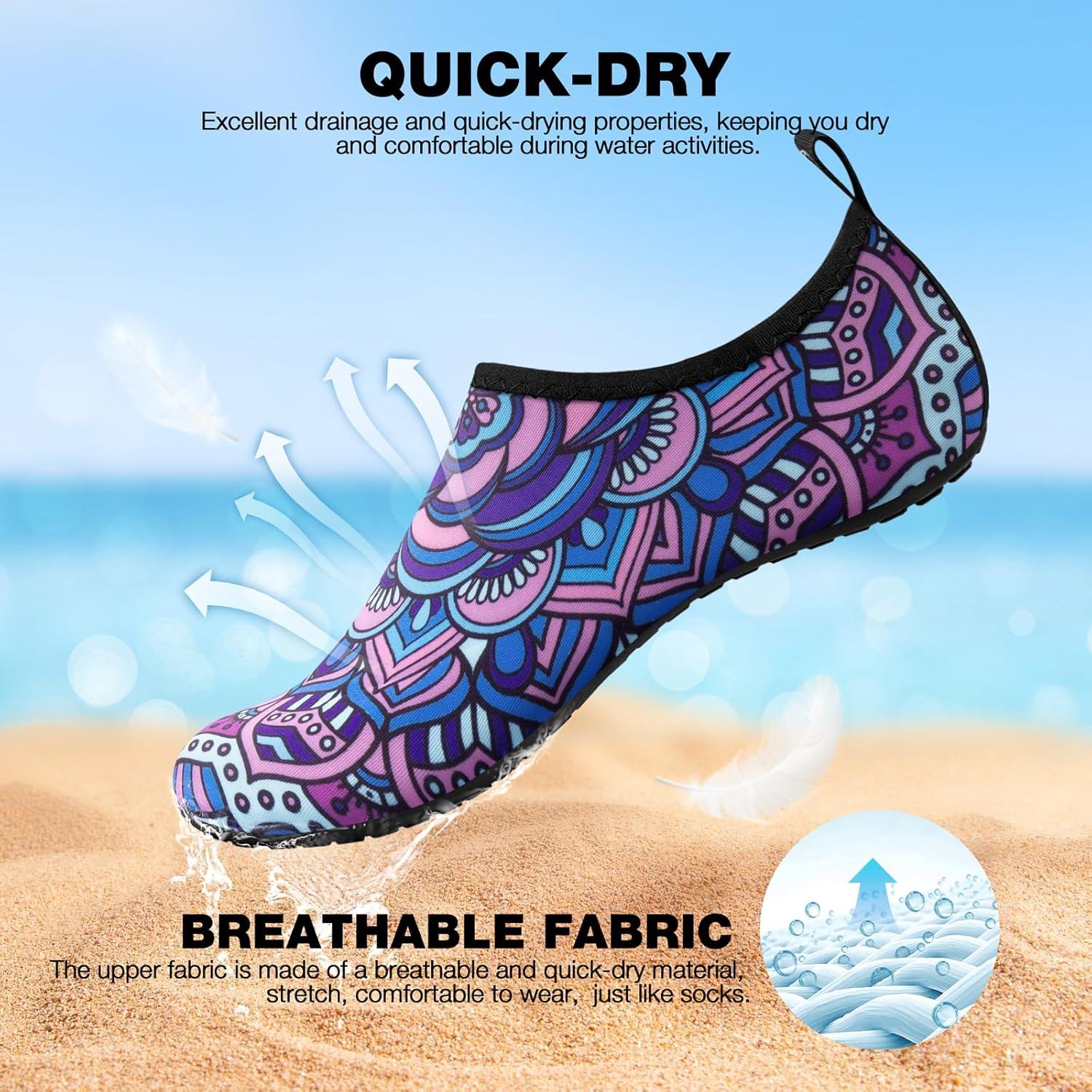 imageSIMARI Water Shoes Women Men Aqua Socks Beach Barefoot Quick Drying Aqua Aerobics Swim Pool Non Slip Outdoor Travel Essentials Surf River Lake Snorkeling Kayak Yoga Adult Youth2ofloral Glass
