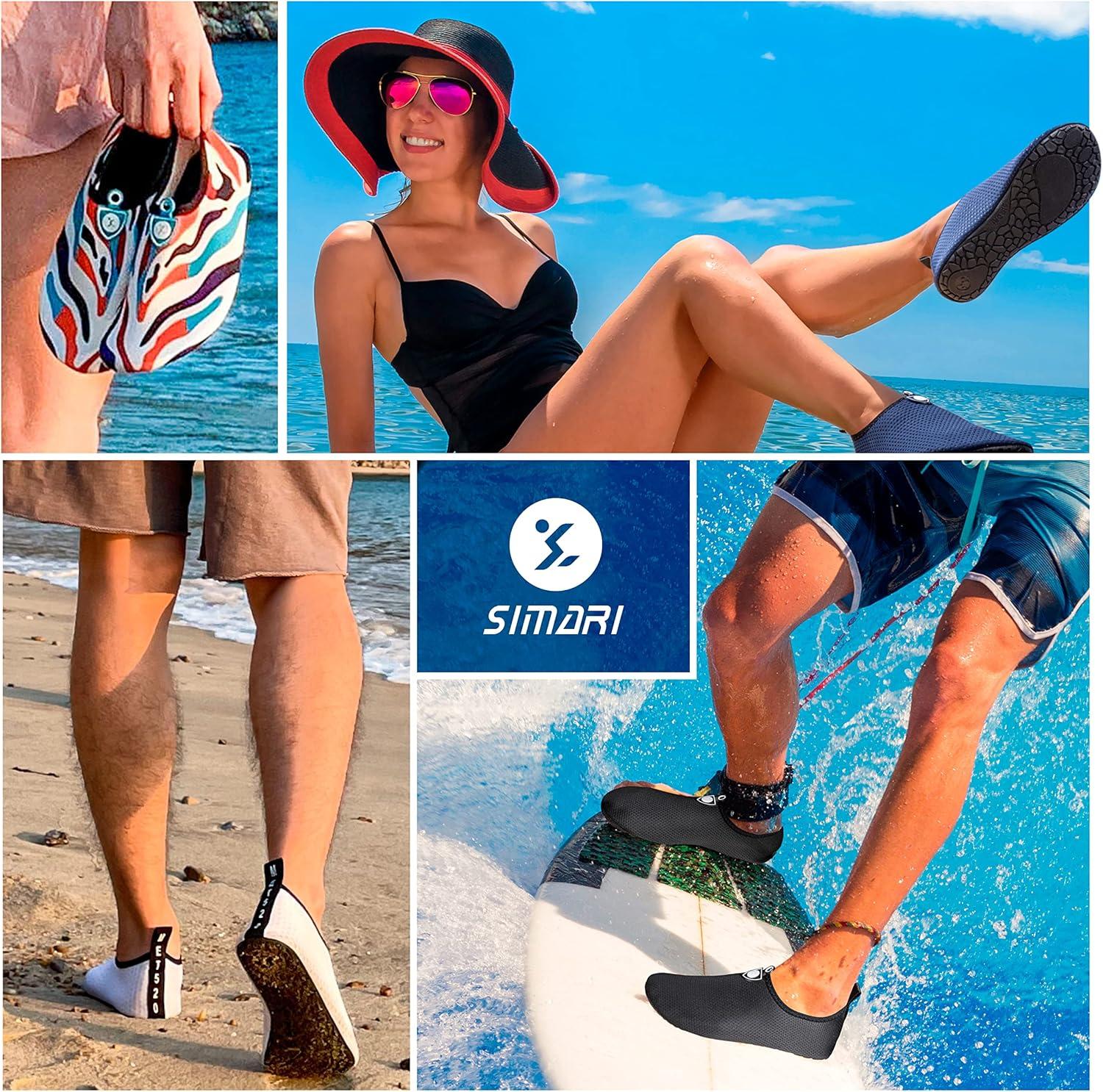 imageSIMARI Water Shoes Women Men Aqua Socks Beach Barefoot Quick Drying Aqua Aerobics Swim Pool Non Slip Outdoor Travel Essentials Surf River Lake Snorkeling Kayak Yoga Adult Youth144black