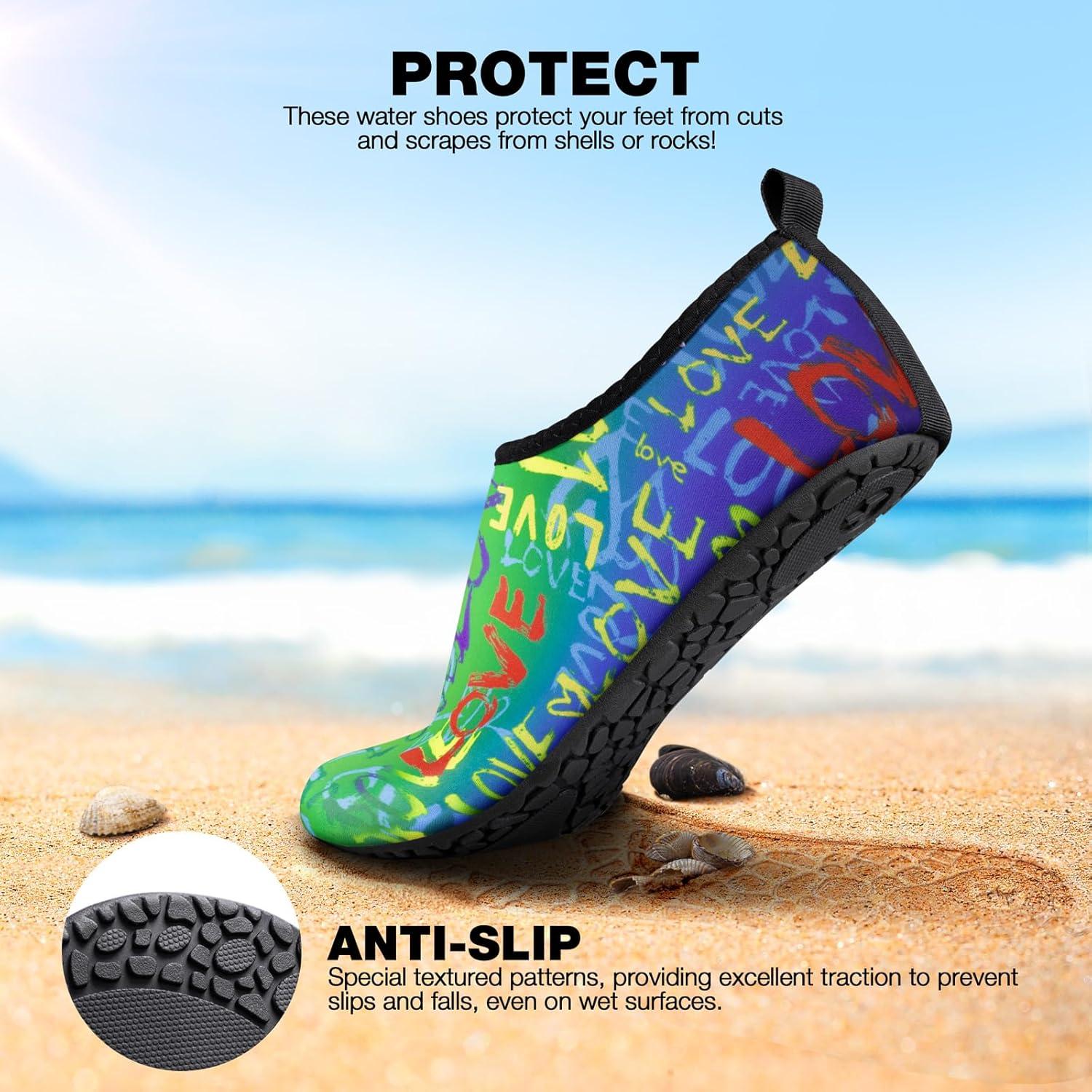 imageSIMARI Water Shoes Women Men Aqua Socks Beach Barefoot Quick Drying Aqua Aerobics Swim Pool Non Slip Outdoor Travel Essentials Surf River Lake Snorkeling Kayak Yoga Adult Youth2llove Rainbow