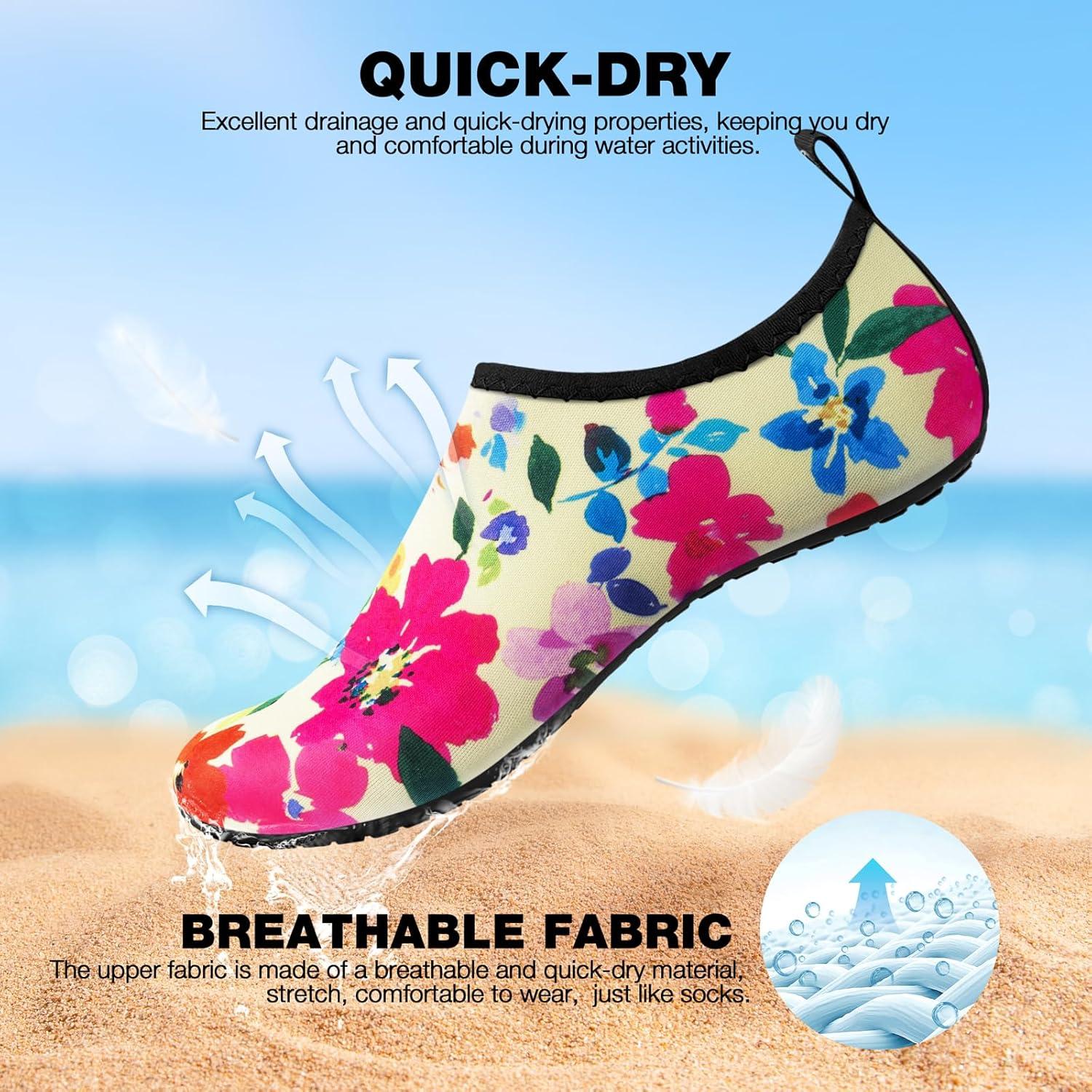 imageSIMARI Water Shoes Women Men Aqua Socks Beach Barefoot Quick Drying Aqua Aerobics Swim Pool Non Slip Outdoor Travel Essentials Surf River Lake Snorkeling Kayak Yoga Adult Youth2jfloral
