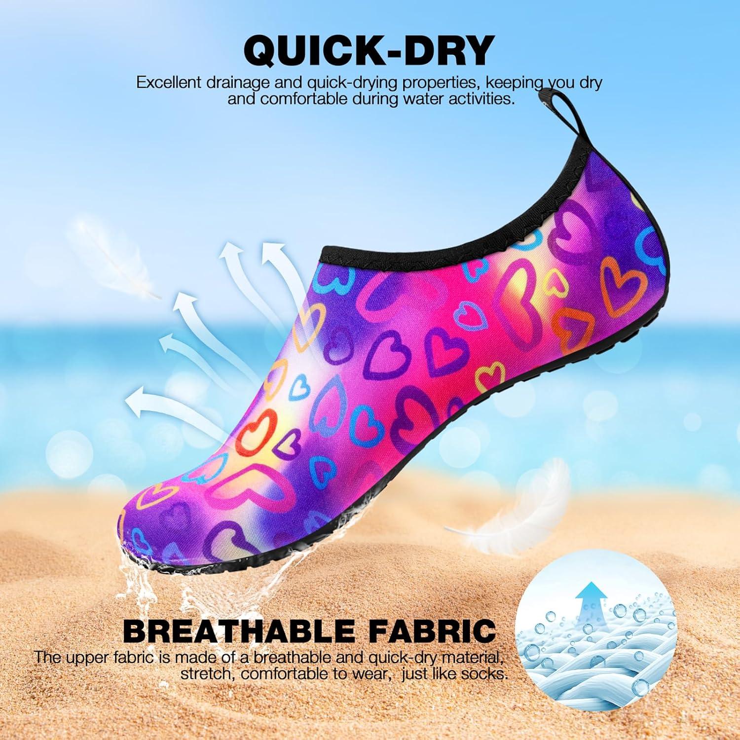 imageSIMARI Water Shoes Women Men Aqua Socks Beach Barefoot Quick Drying Aqua Aerobics Swim Pool Non Slip Outdoor Travel Essentials Surf River Lake Snorkeling Kayak Yoga Adult Youth2blove Rainbow