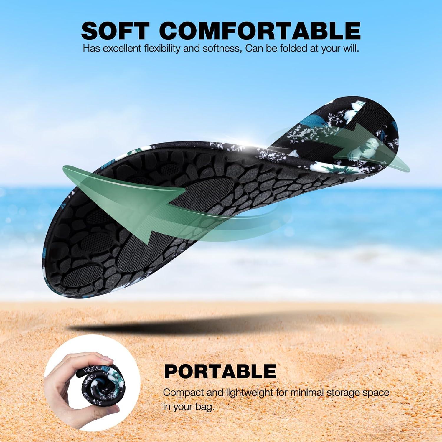 imageSIMARI Water Shoes Women Men Aqua Socks Beach Barefoot Quick Drying Aqua Aerobics Swim Pool Non Slip Outdoor Travel Essentials Surf River Lake Snorkeling Kayak Yoga Adult Youth3fbegonia Flower