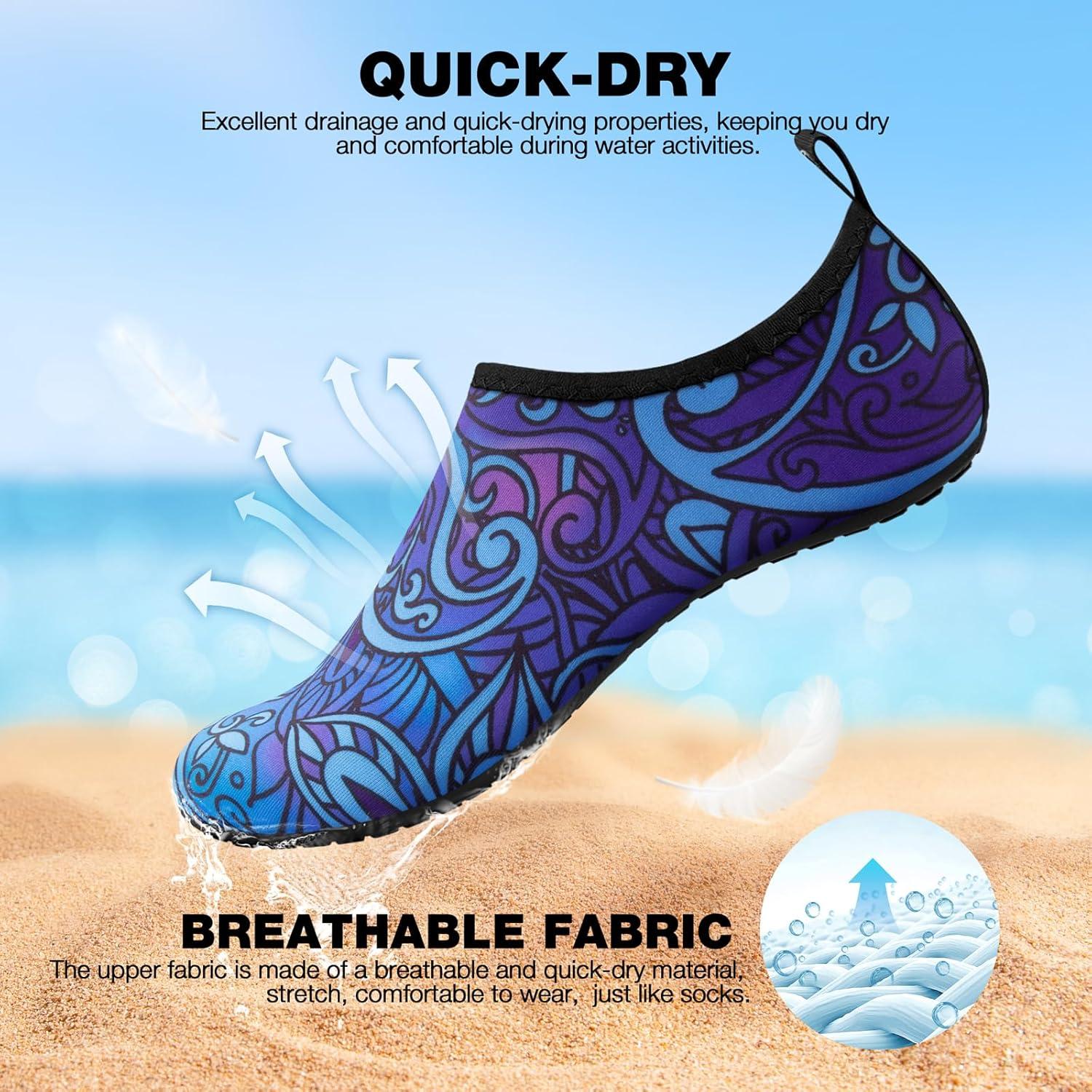 imageSIMARI Water Shoes Women Men Aqua Socks Beach Barefoot Quick Drying Aqua Aerobics Swim Pool Non Slip Outdoor Travel Essentials Surf River Lake Snorkeling Kayak Yoga Adult Youth2ppaisley