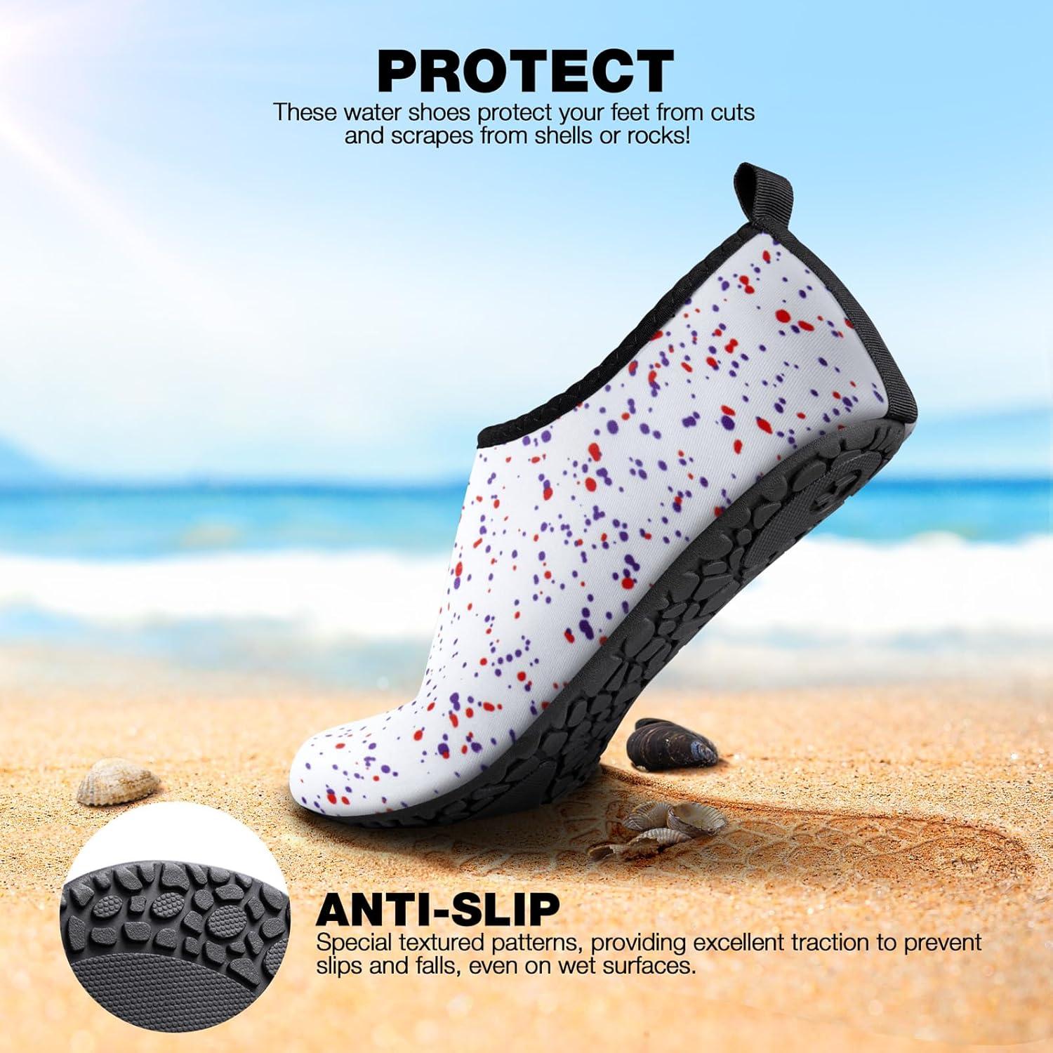 imageSIMARI Water Shoes Women Men Aqua Socks Beach Barefoot Quick Drying Aqua Aerobics Swim Pool Non Slip Outdoor Travel Essentials Surf River Lake Snorkeling Kayak Yoga Adult Youth2gpaint Spot