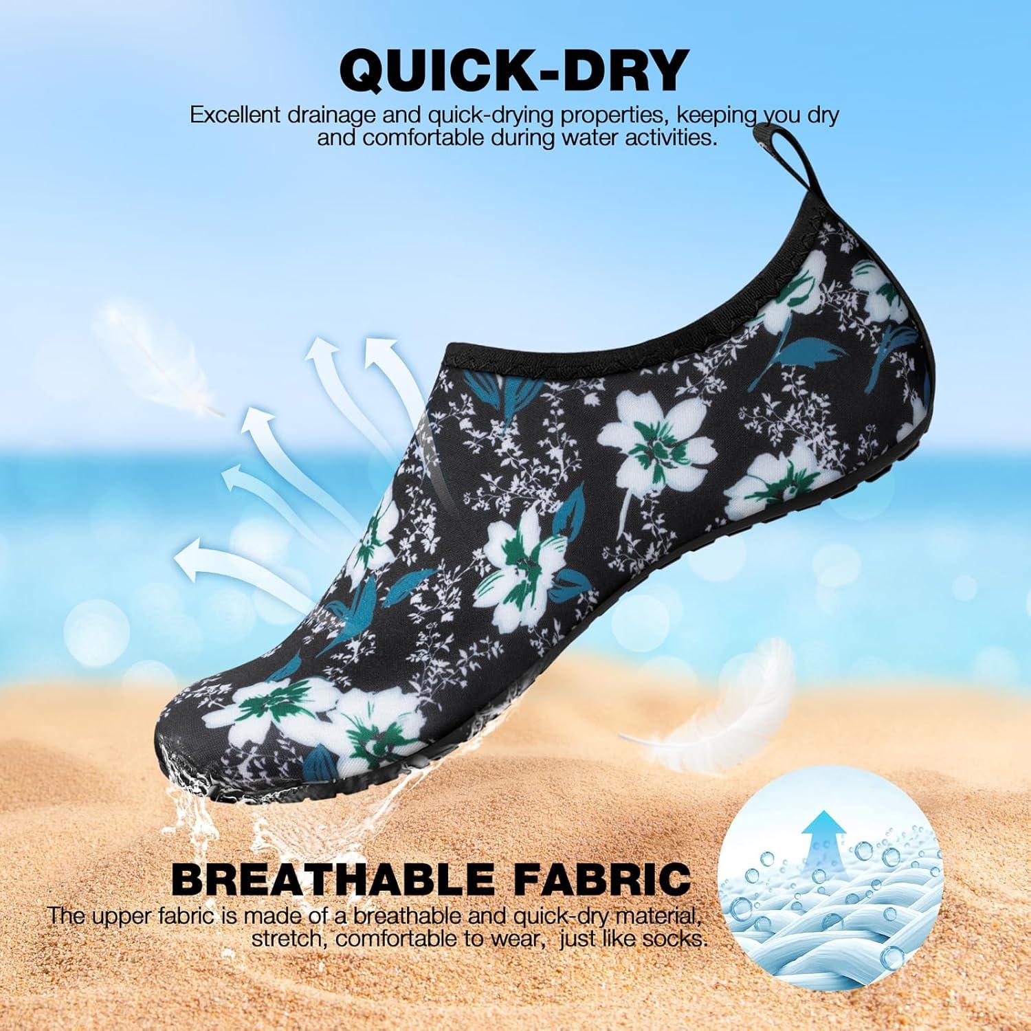 imageSIMARI Water Shoes Women Men Aqua Socks Beach Barefoot Quick Drying Aqua Aerobics Swim Pool Non Slip Outdoor Travel Essentials Surf River Lake Snorkeling Kayak Yoga Adult Youth3fbegonia Flower