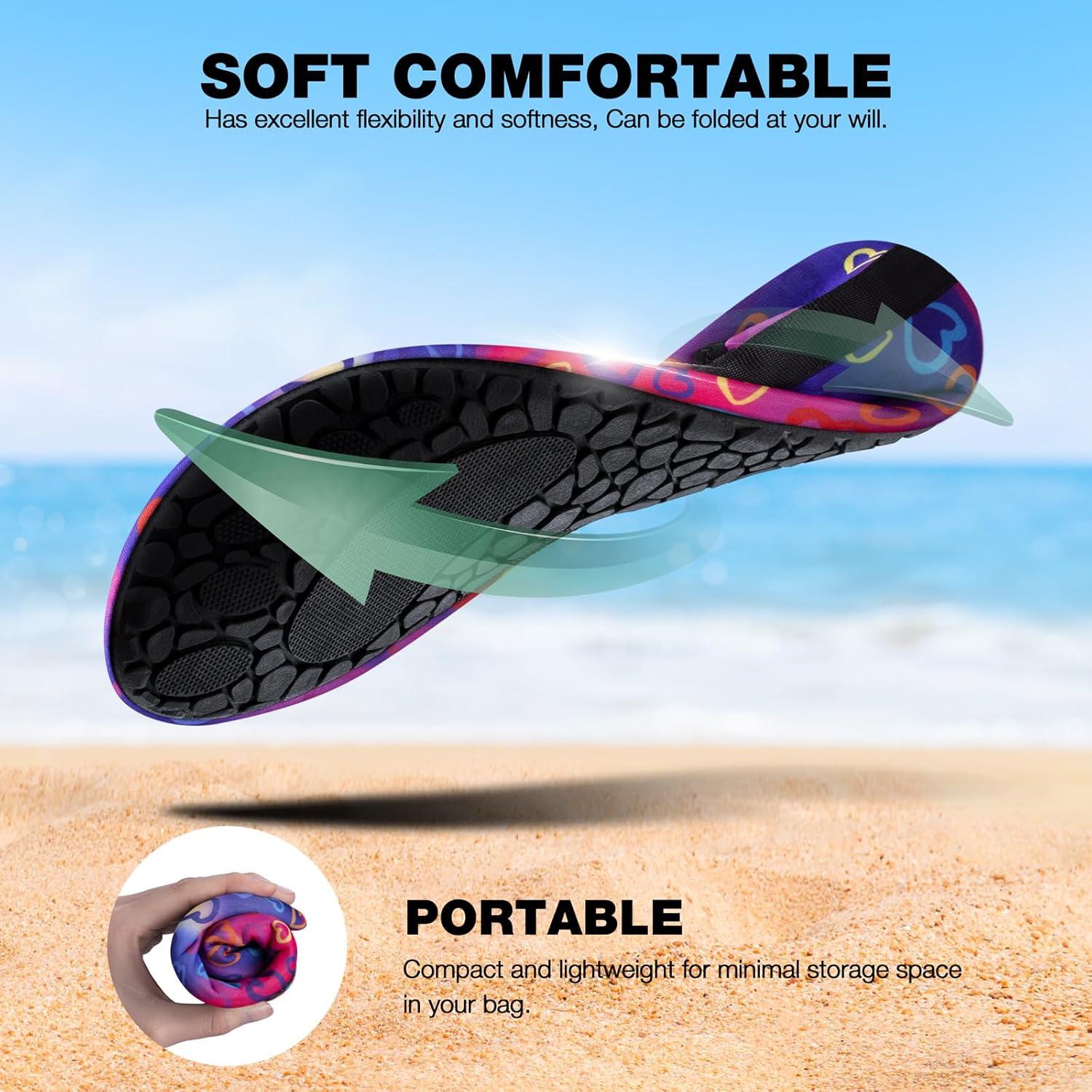 imageSIMARI Water Shoes Women Men Aqua Socks Beach Barefoot Quick Drying Aqua Aerobics Swim Pool Non Slip Outdoor Travel Essentials Surf River Lake Snorkeling Kayak Yoga Adult Youth2blove Rainbow