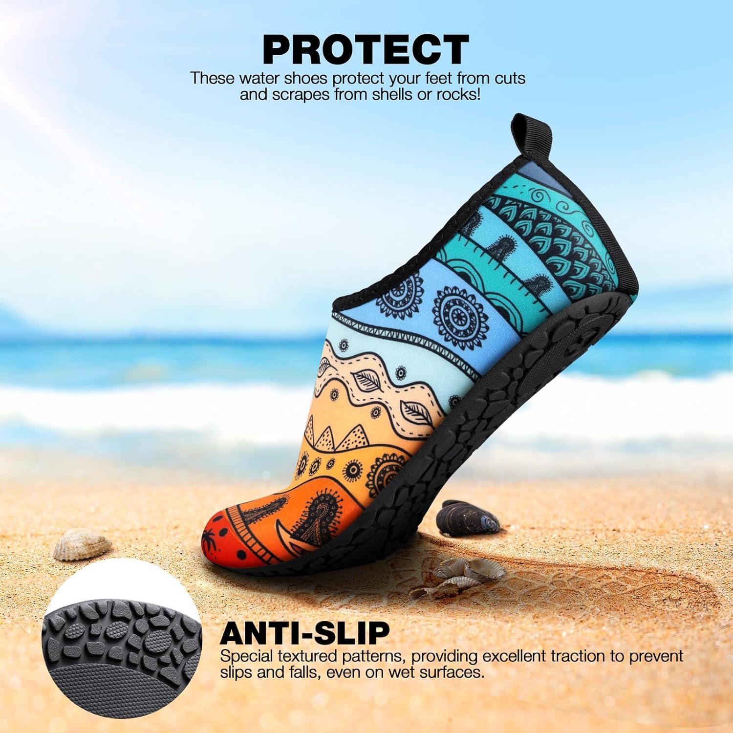 imageSIMARI Water Shoes Women Men Aqua Socks Beach Barefoot Quick Drying Aqua Aerobics Swim Pool Non Slip Outdoor Travel Essentials Surf River Lake Snorkeling Kayak Yoga Adult Youth3cmaya Totem
