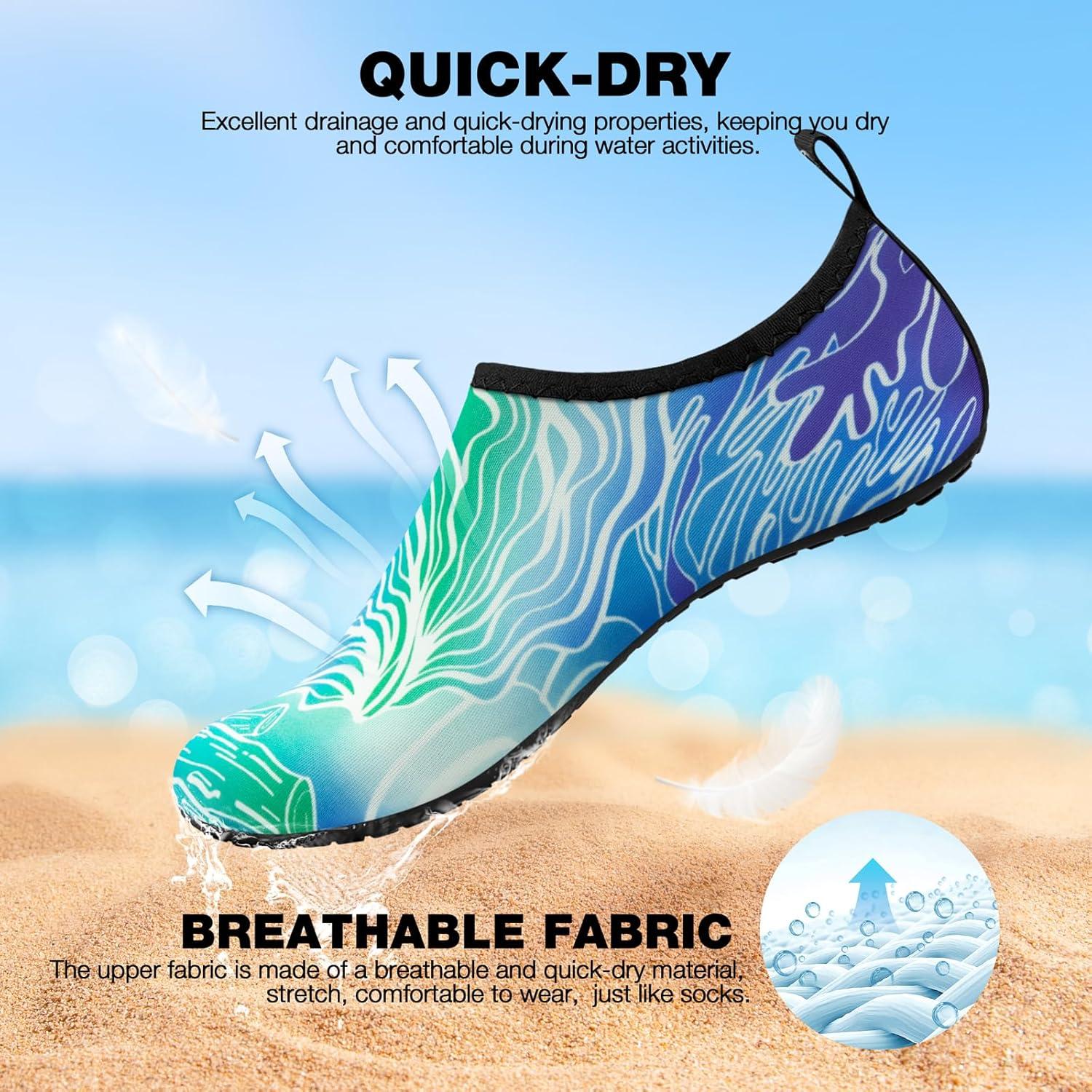 imageSIMARI Water Shoes Women Men Aqua Socks Beach Barefoot Quick Drying Aqua Aerobics Swim Pool Non Slip Outdoor Travel Essentials Surf River Lake Snorkeling Kayak Yoga Adult Youth2wcoral at Sea