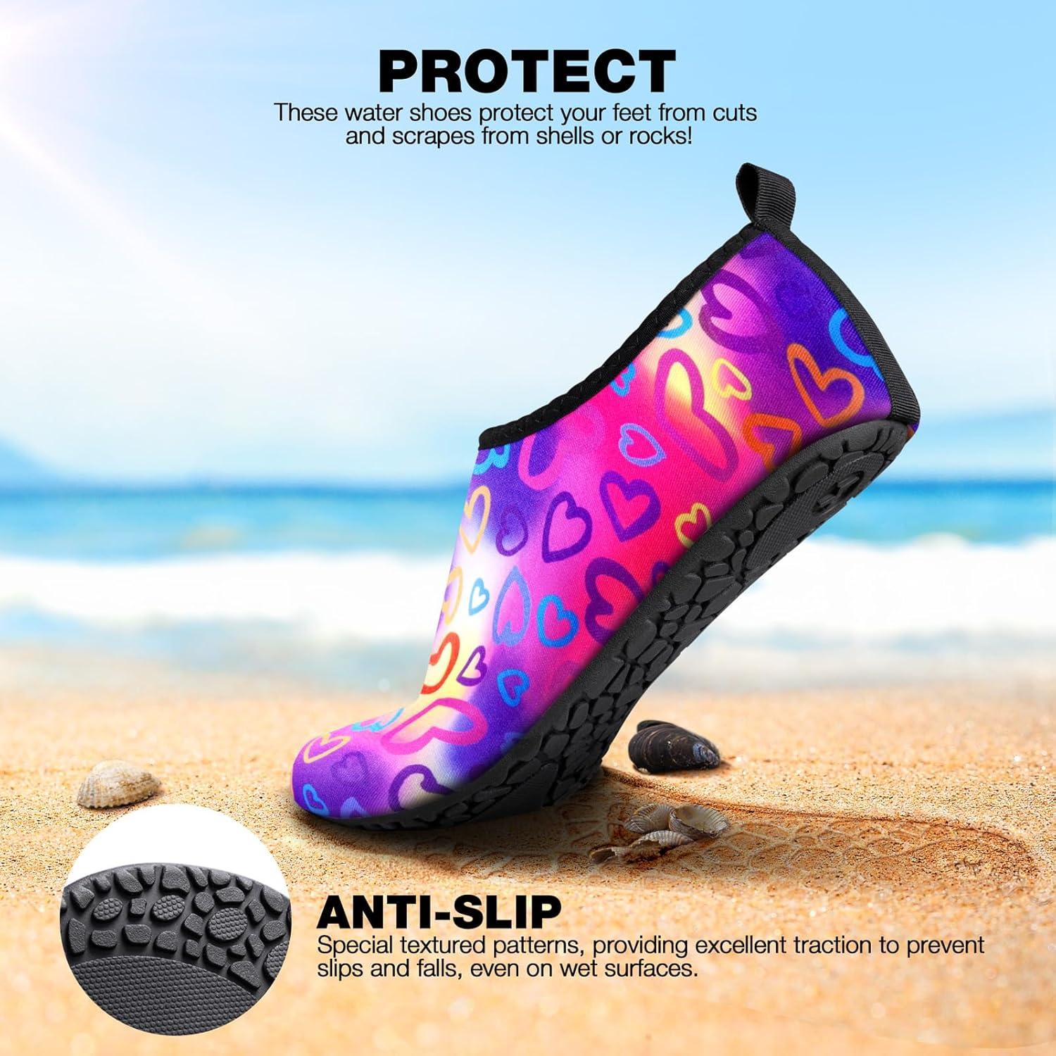 imageSIMARI Water Shoes Women Men Aqua Socks Beach Barefoot Quick Drying Aqua Aerobics Swim Pool Non Slip Outdoor Travel Essentials Surf River Lake Snorkeling Kayak Yoga Adult Youth2blove Rainbow