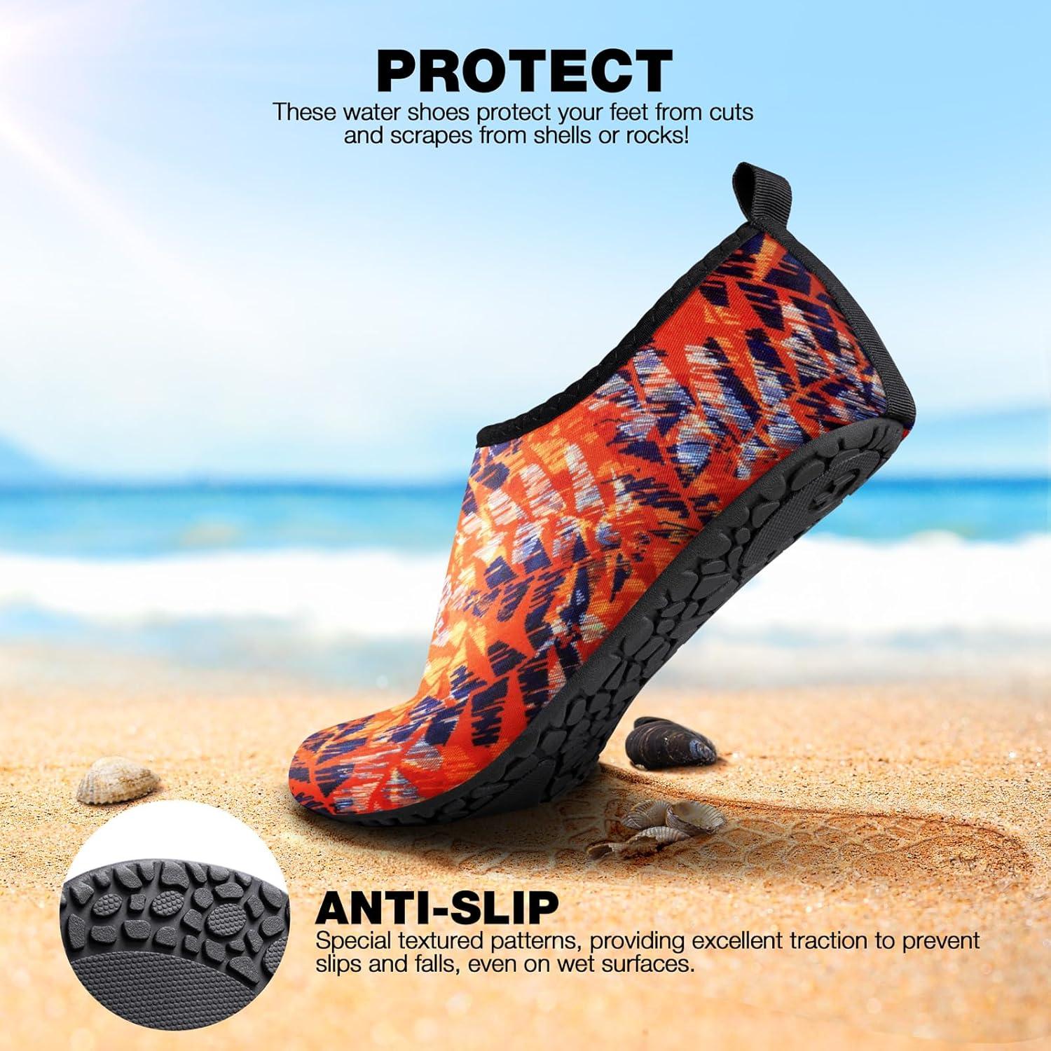 imageSIMARI Water Shoes Women Men Aqua Socks Beach Barefoot Quick Drying Aqua Aerobics Swim Pool Non Slip Outdoor Travel Essentials Surf River Lake Snorkeling Kayak Yoga Adult Youth2afern Leaf