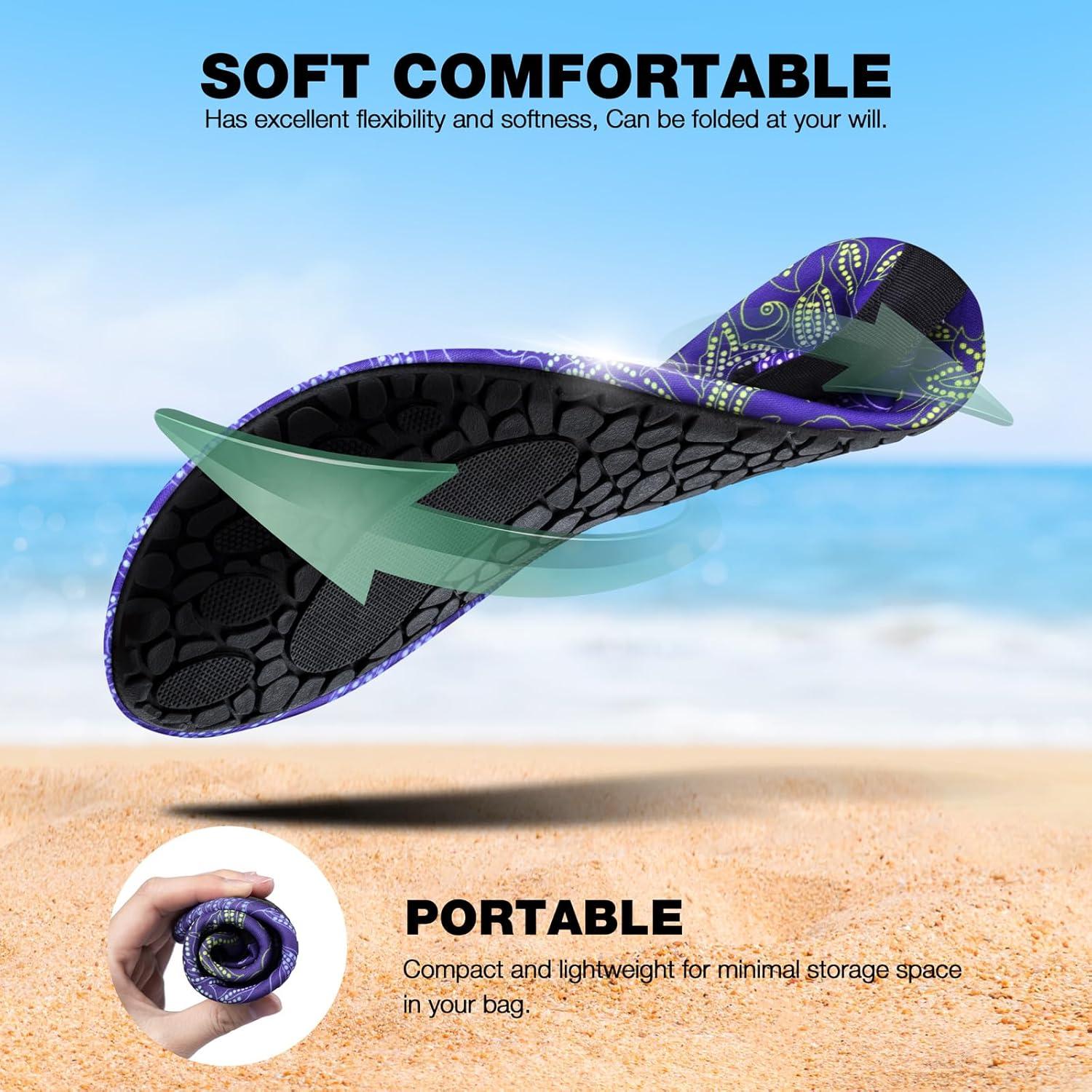 imageSIMARI Water Shoes Women Men Aqua Socks Beach Barefoot Quick Drying Aqua Aerobics Swim Pool Non Slip Outdoor Travel Essentials Surf River Lake Snorkeling Kayak Yoga Adult Youth3bsead Paisley