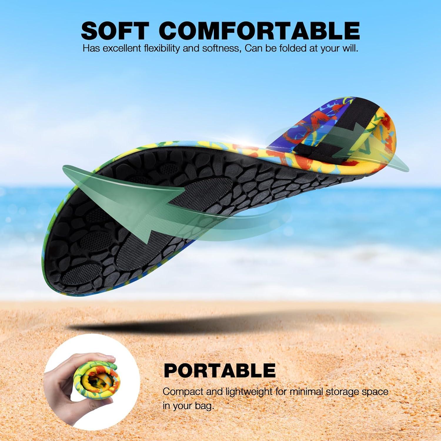 imageSIMARI Water Shoes Women Men Aqua Socks Beach Barefoot Quick Drying Aqua Aerobics Swim Pool Non Slip Outdoor Travel Essentials Surf River Lake Snorkeling Kayak Yoga Adult Youth2llove Rainbow