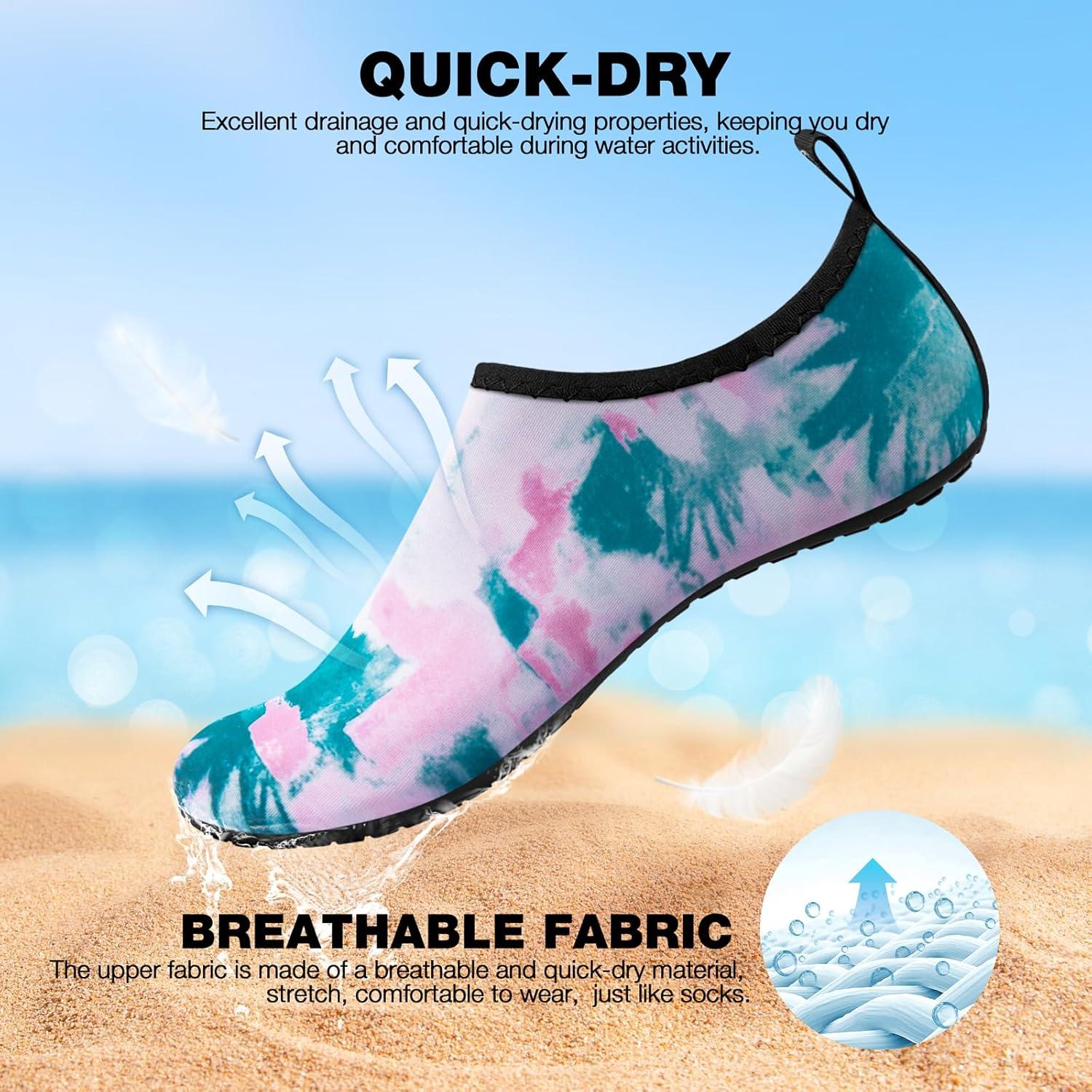 imageSIMARI Water Shoes Women Men Aqua Socks Beach Barefoot Quick Drying Aqua Aerobics Swim Pool Non Slip Outdoor Travel Essentials Surf River Lake Snorkeling Kayak Yoga Adult Youth2ntiedye