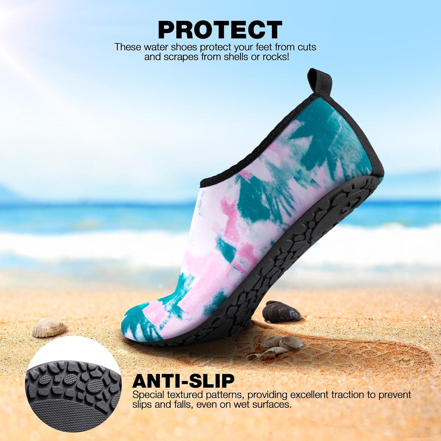 imageSIMARI Water Shoes Women Men Aqua Socks Beach Barefoot Quick Drying Aqua Aerobics Swim Pool Non Slip Outdoor Travel Essentials Surf River Lake Snorkeling Kayak Yoga Adult Youth2ntiedye