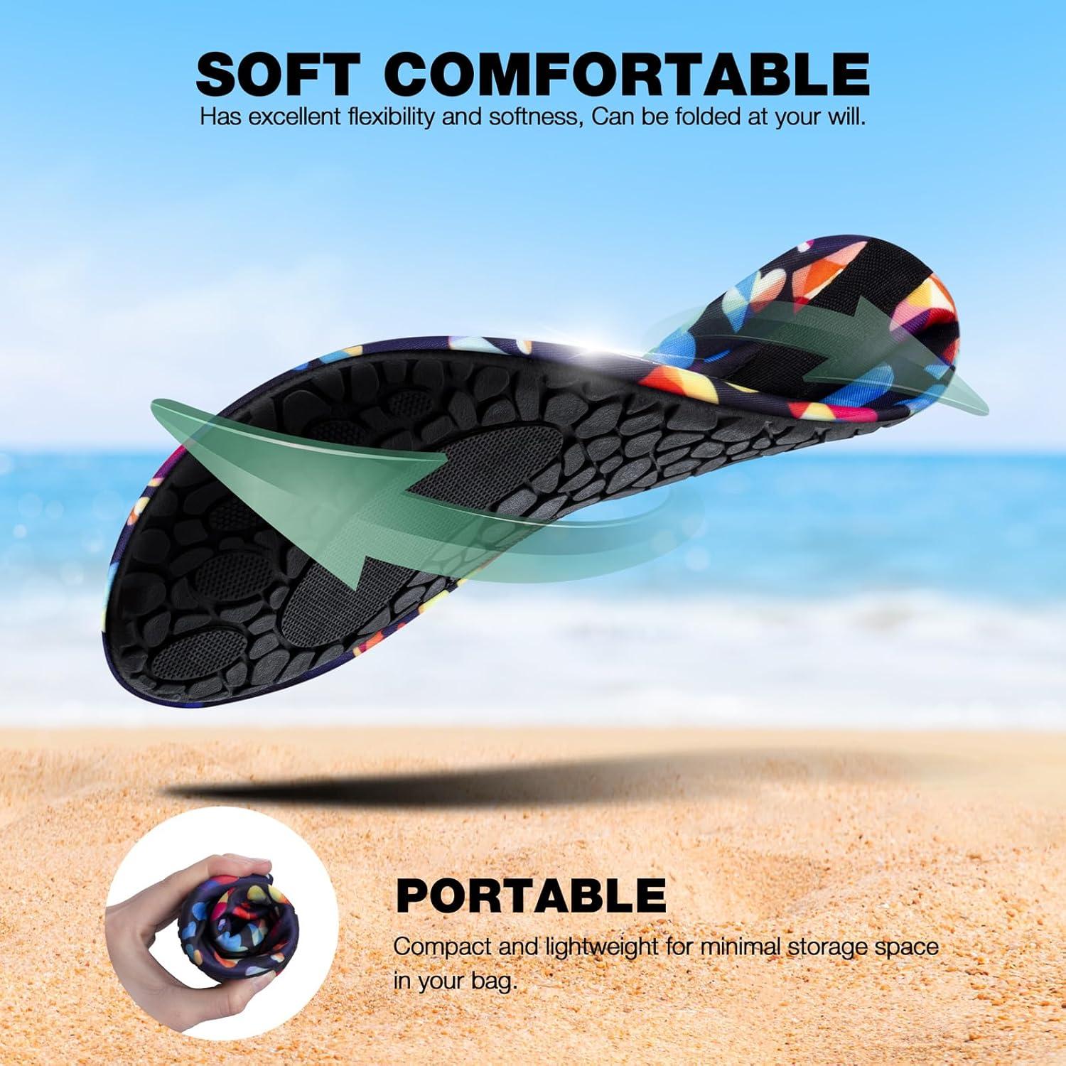 imageSIMARI Water Shoes Women Men Aqua Socks Beach Barefoot Quick Drying Aqua Aerobics Swim Pool Non Slip Outdoor Travel Essentials Surf River Lake Snorkeling Kayak Yoga Adult Youth2sfloral
