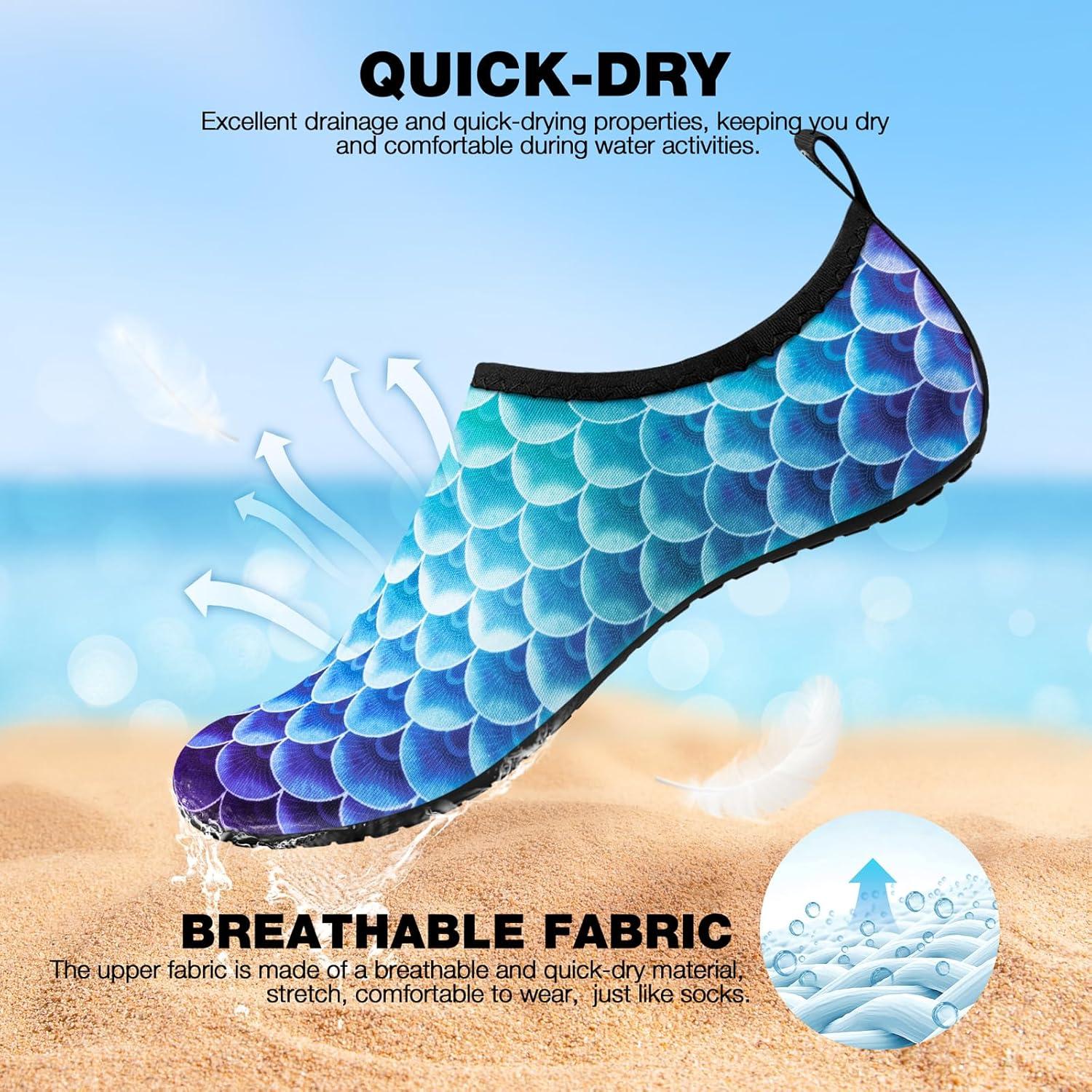 imageSIMARI Water Shoes Women Men Aqua Socks Beach Barefoot Quick Drying Aqua Aerobics Swim Pool Non Slip Outdoor Travel Essentials Surf River Lake Snorkeling Kayak Yoga Adult Youth2cmermaid Scale