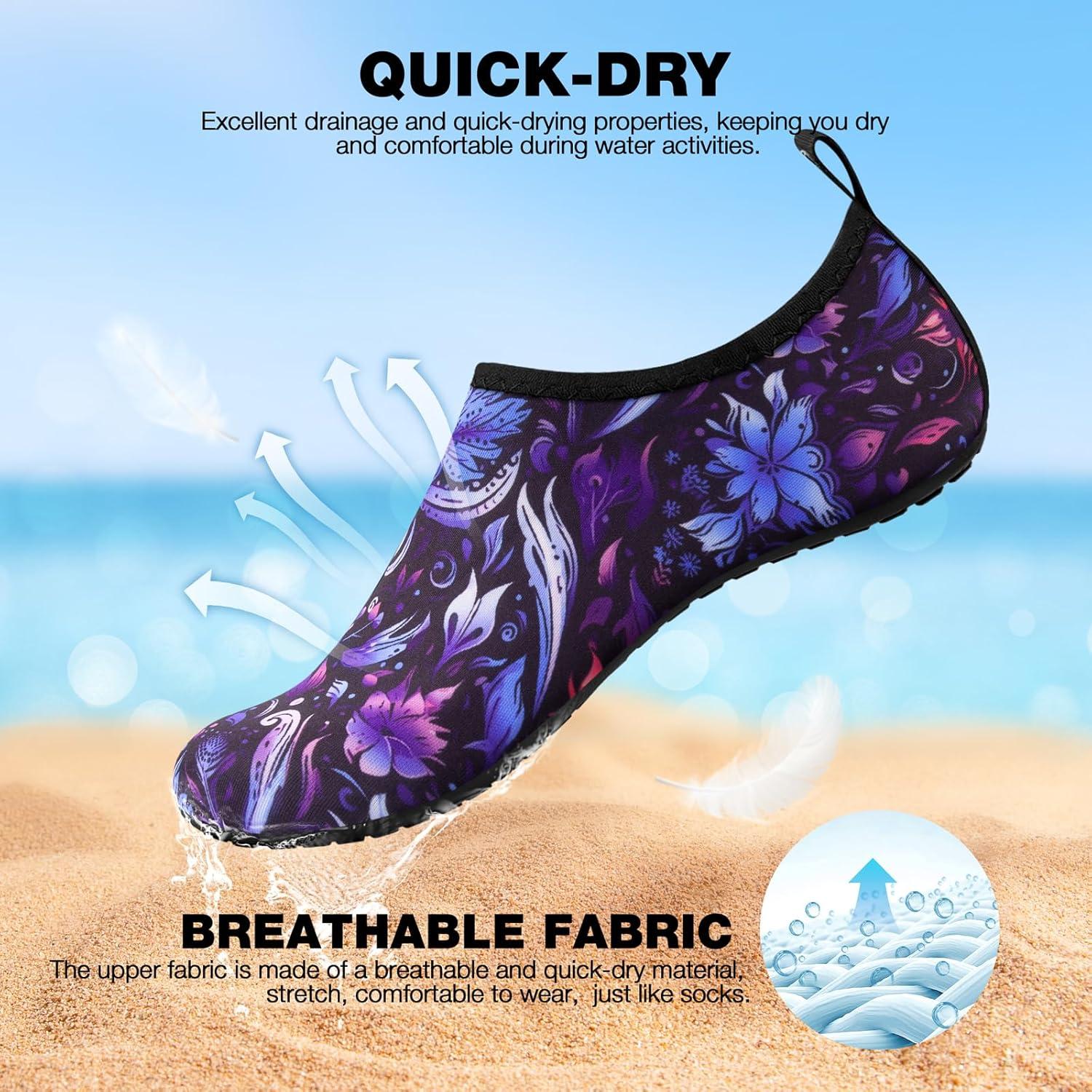 imageSIMARI Water Shoes Women Men Aqua Socks Beach Barefoot Quick Drying Aqua Aerobics Swim Pool Non Slip Outdoor Travel Essentials Surf River Lake Snorkeling Kayak Yoga Adult Youth2qfloral