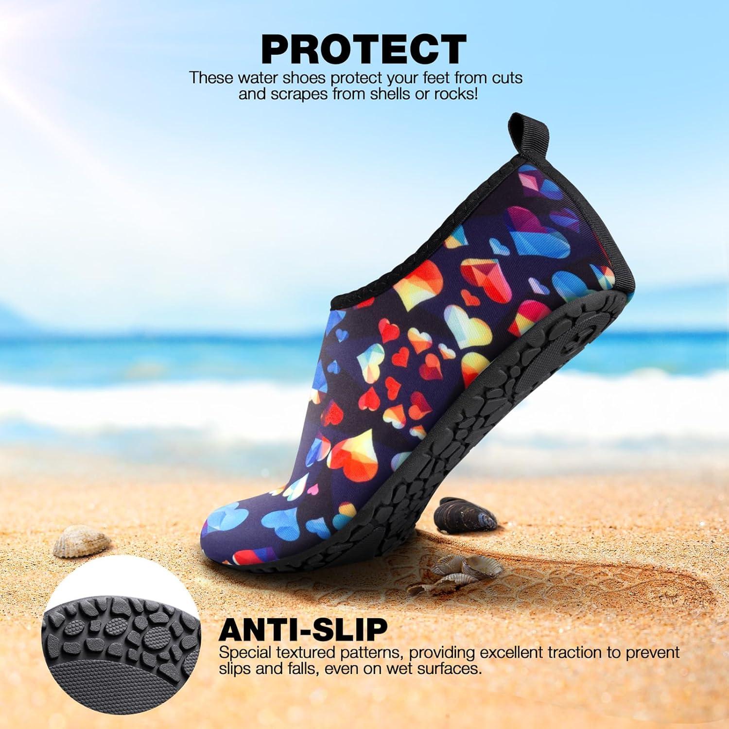 imageSIMARI Water Shoes Women Men Aqua Socks Beach Barefoot Quick Drying Aqua Aerobics Swim Pool Non Slip Outdoor Travel Essentials Surf River Lake Snorkeling Kayak Yoga Adult Youth2sfloral