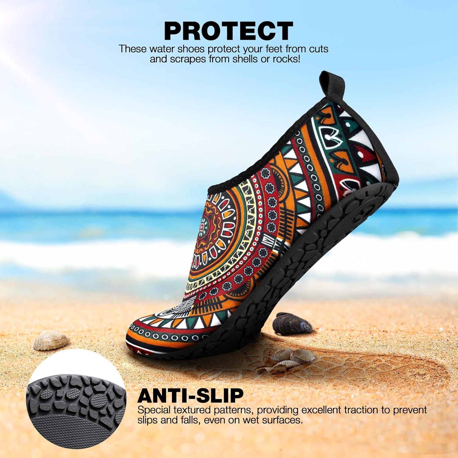 imageSIMARI Water Shoes Women Men Aqua Socks Beach Barefoot Quick Drying Aqua Aerobics Swim Pool Non Slip Outdoor Travel Essentials Surf River Lake Snorkeling Kayak Yoga Adult Youth3dstained Glass