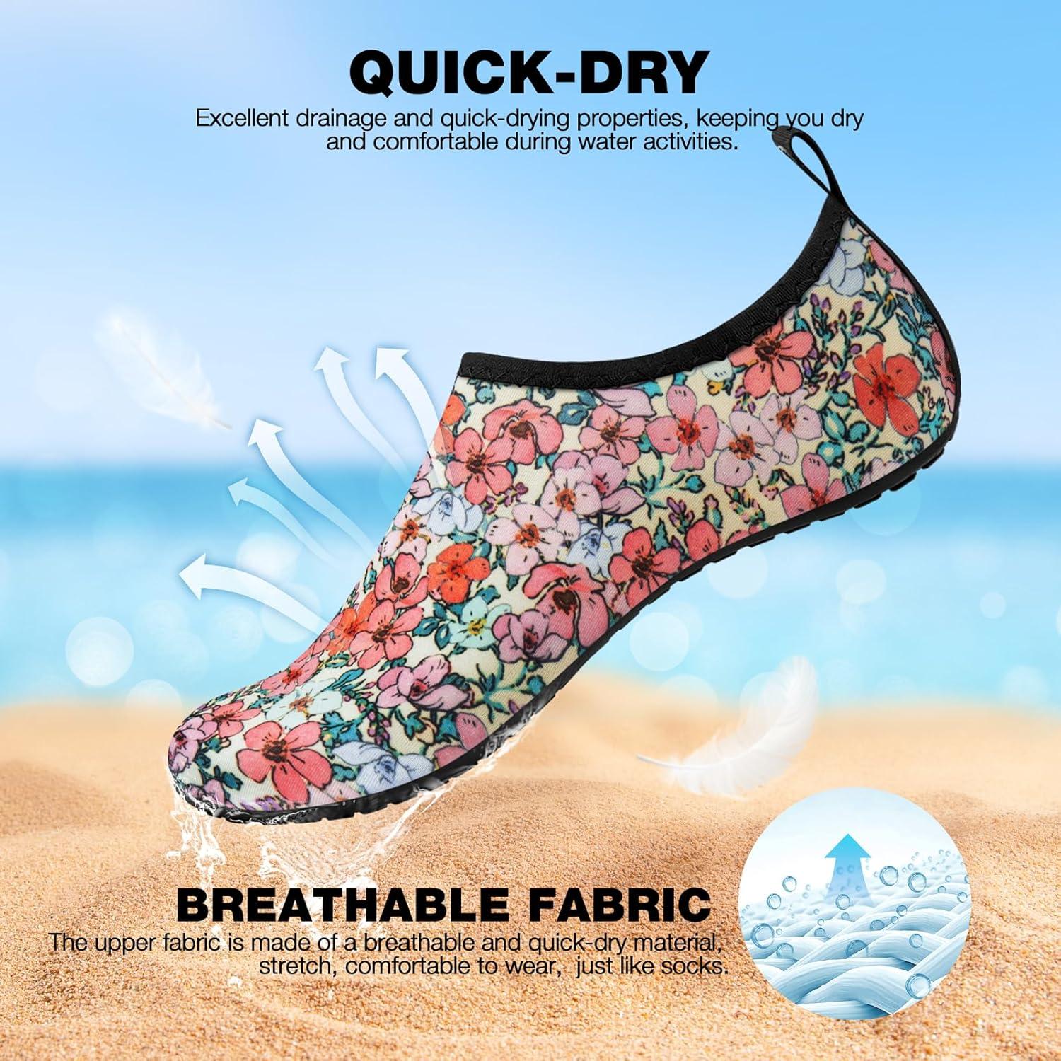 imageSIMARI Water Shoes Women Men Aqua Socks Beach Barefoot Quick Drying Aqua Aerobics Swim Pool Non Slip Outdoor Travel Essentials Surf River Lake Snorkeling Kayak Yoga Adult Youth2ifloral