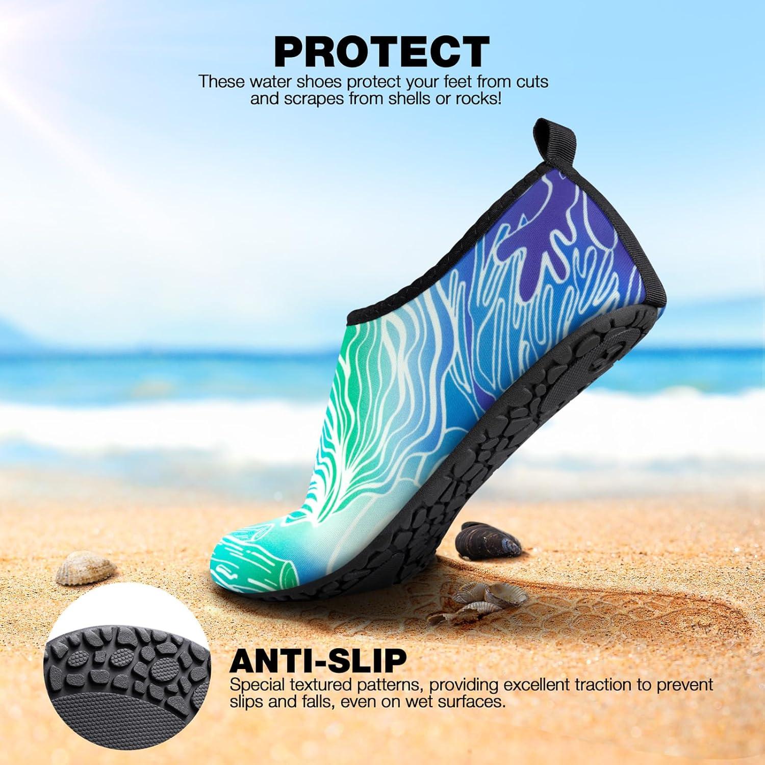 imageSIMARI Water Shoes Women Men Aqua Socks Beach Barefoot Quick Drying Aqua Aerobics Swim Pool Non Slip Outdoor Travel Essentials Surf River Lake Snorkeling Kayak Yoga Adult Youth2wcoral at Sea