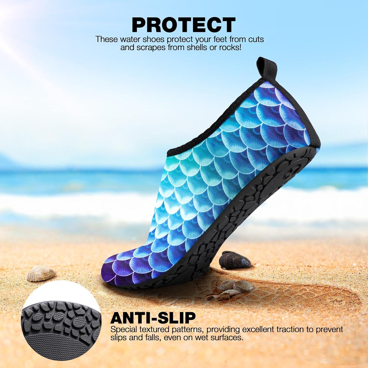 imageSIMARI Water Shoes Women Men Aqua Socks Beach Barefoot Quick Drying Aqua Aerobics Swim Pool Non Slip Outdoor Travel Essentials Surf River Lake Snorkeling Kayak Yoga Adult Youth2cmermaid Scale