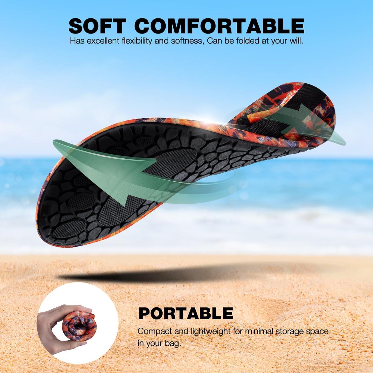 imageSIMARI Water Shoes Women Men Aqua Socks Beach Barefoot Quick Drying Aqua Aerobics Swim Pool Non Slip Outdoor Travel Essentials Surf River Lake Snorkeling Kayak Yoga Adult Youth2afern Leaf