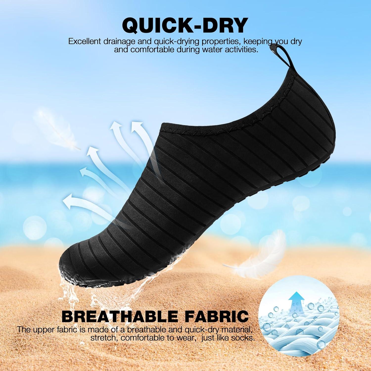 imageSIMARI Water Shoes Women Men Aqua Socks Beach Barefoot Quick Drying Aqua Aerobics Swim Pool Non Slip Outdoor Travel Essentials Surf River Lake Snorkeling Kayak Yoga Adult Youth144black