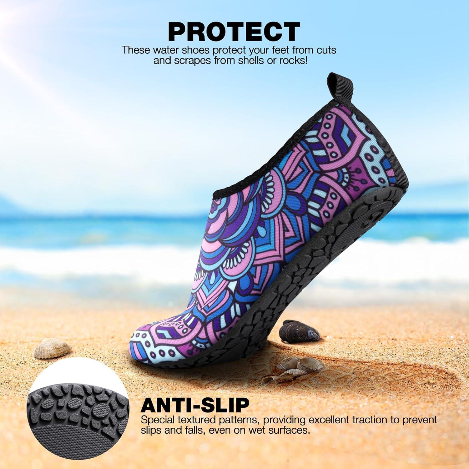 imageSIMARI Water Shoes Women Men Aqua Socks Beach Barefoot Quick Drying Aqua Aerobics Swim Pool Non Slip Outdoor Travel Essentials Surf River Lake Snorkeling Kayak Yoga Adult Youth2ofloral Glass