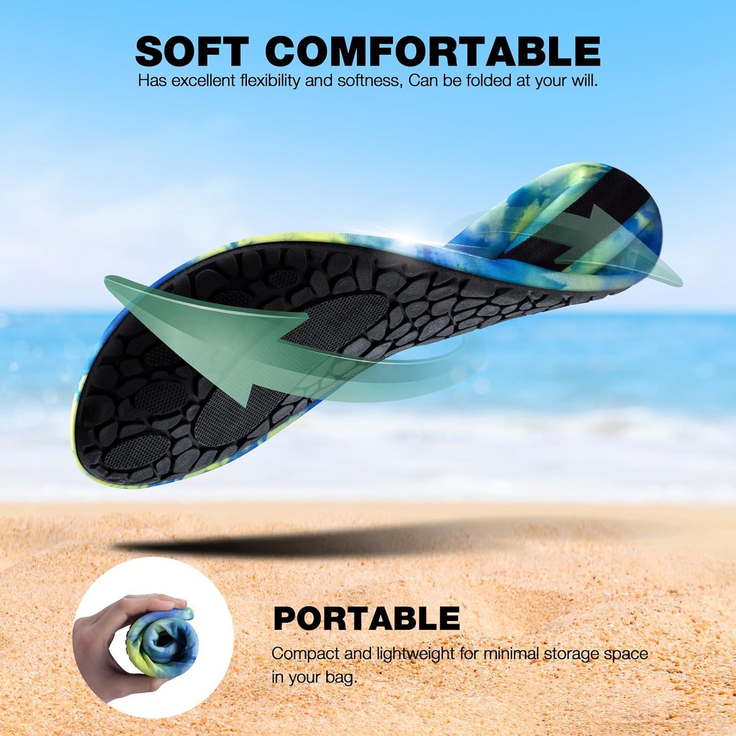 imageSIMARI Water Shoes Women Men Aqua Socks Beach Barefoot Quick Drying Aqua Aerobics Swim Pool Non Slip Outdoor Travel Essentials Surf River Lake Snorkeling Kayak Yoga Adult Youth2xtiedye