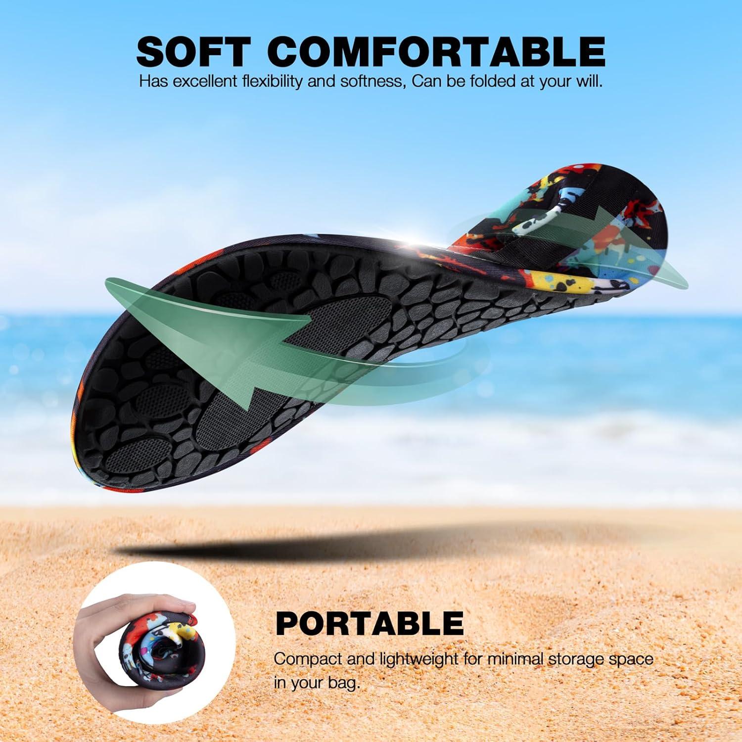 imageSIMARI Water Shoes Women Men Aqua Socks Beach Barefoot Quick Drying Aqua Aerobics Swim Pool Non Slip Outdoor Travel Essentials Surf River Lake Snorkeling Kayak Yoga Adult Youth2epainted Tiedye