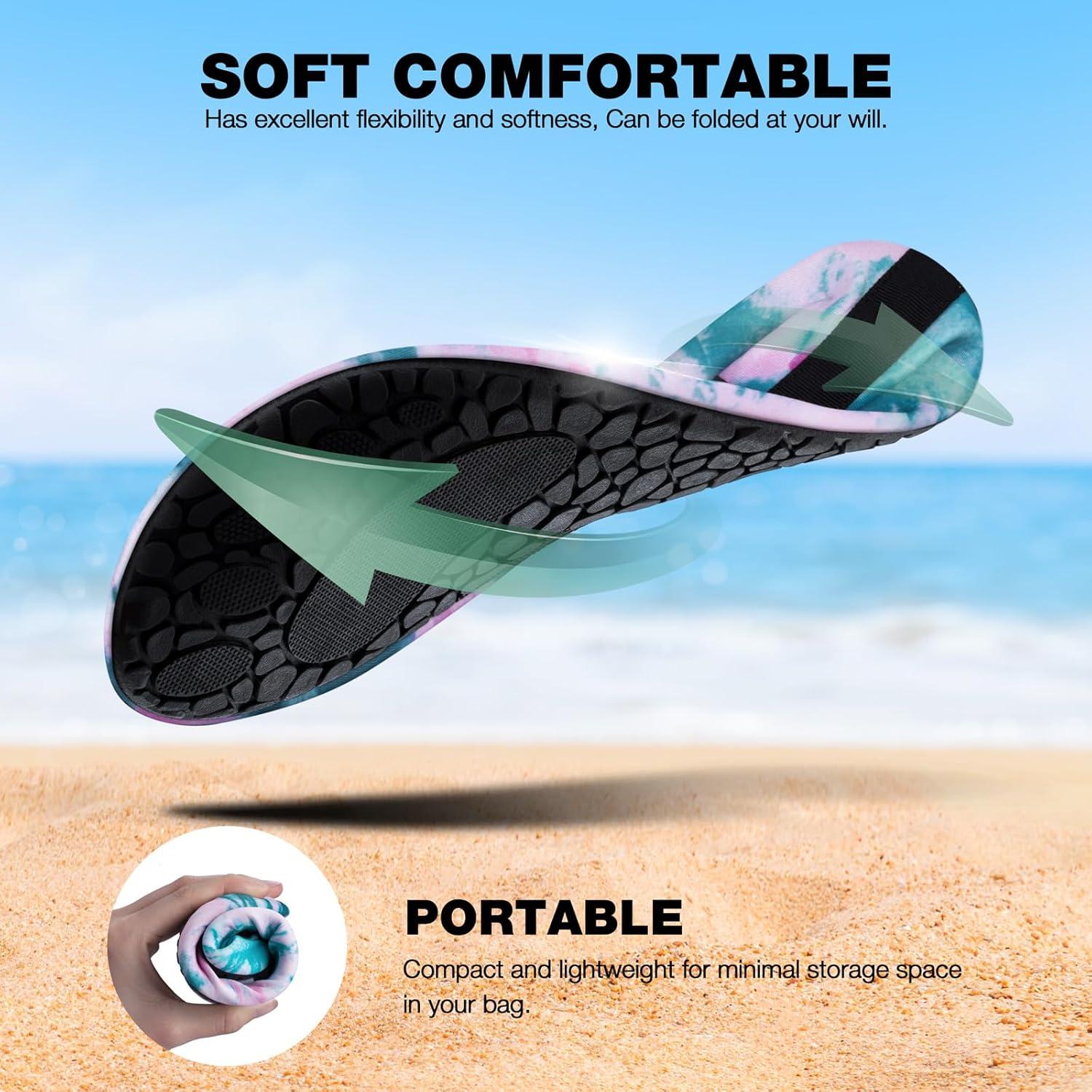 imageSIMARI Water Shoes Women Men Aqua Socks Beach Barefoot Quick Drying Aqua Aerobics Swim Pool Non Slip Outdoor Travel Essentials Surf River Lake Snorkeling Kayak Yoga Adult Youth2ntiedye